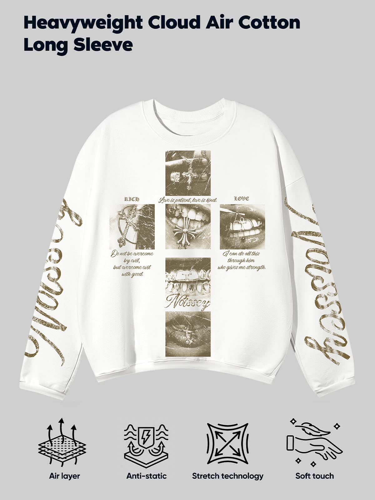 Grillz Cross Retro Print Air-Layer Long Sleeve