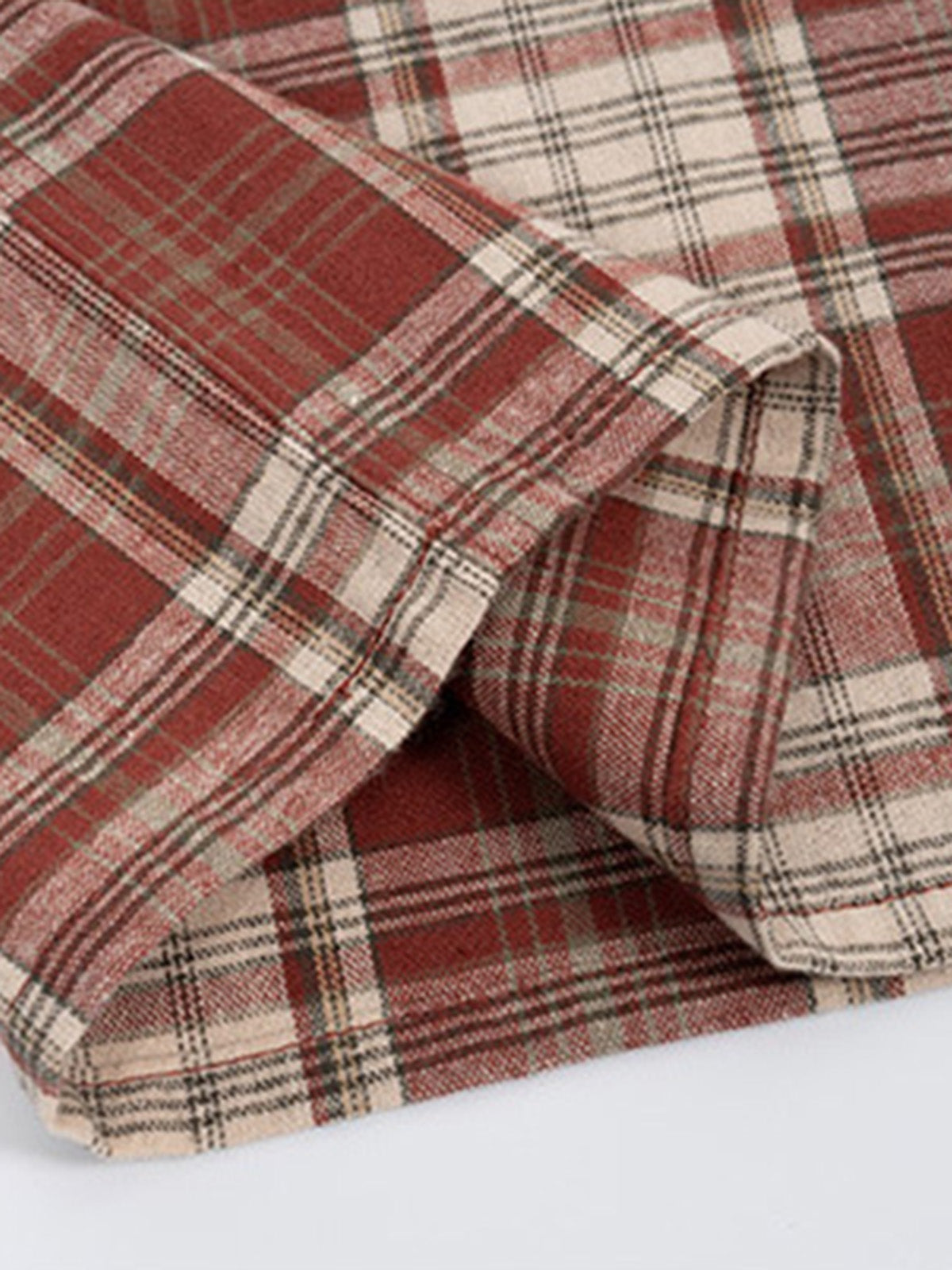 Loose-fit Popular Short Checkered Shirt