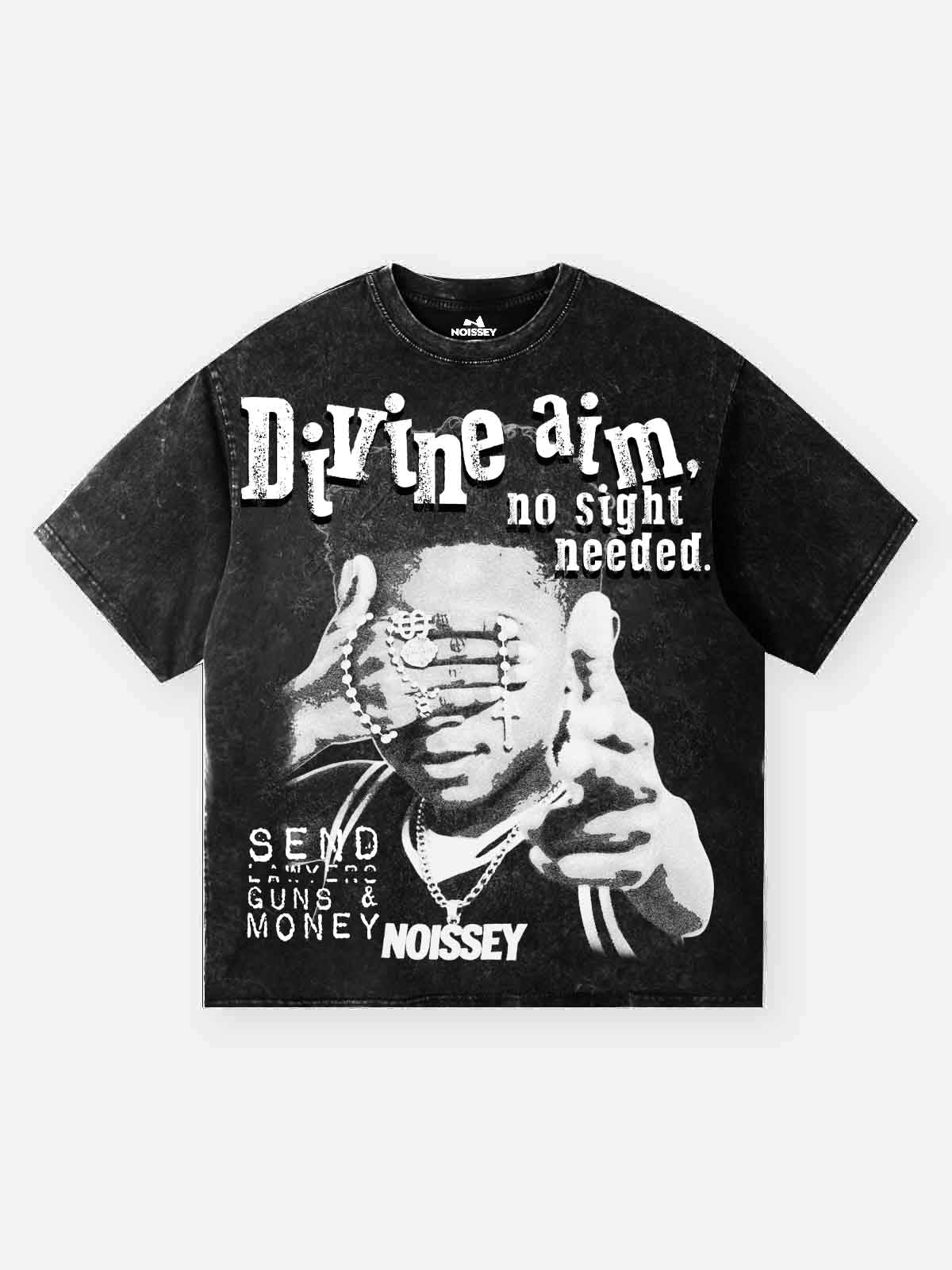 NOISSEY "Divine Aim" Washed Black Tee - Vintage Graphic
