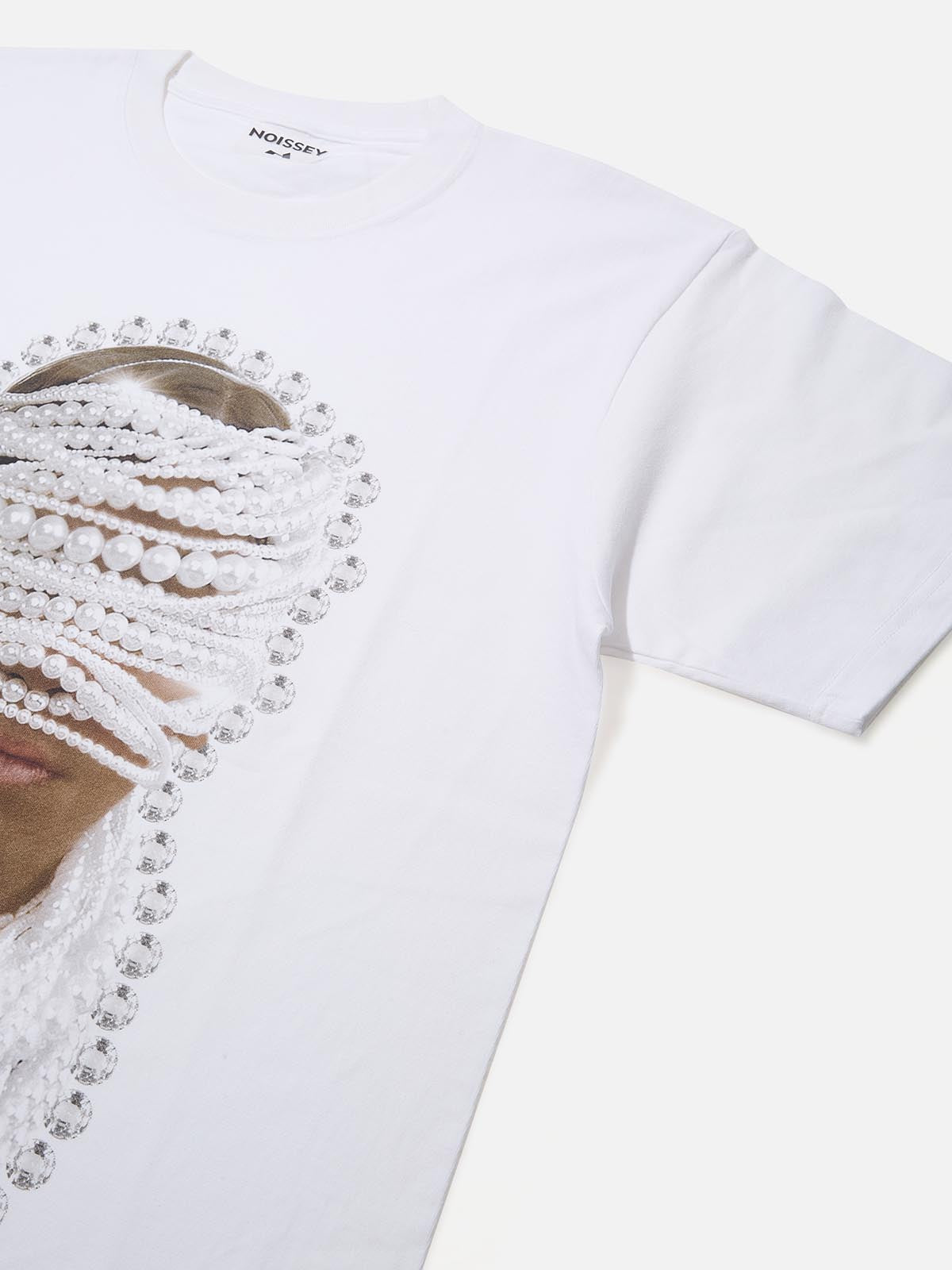 BOUNCE BACK© pearl-embellished printed graphic T-shirt