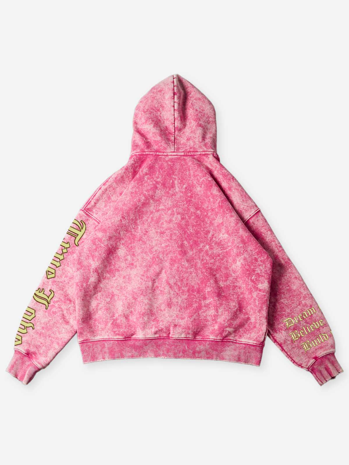 NOISSEY Stone Washed Peach Pink Virgin of Guadalupe Printed Boxy Zip-Up Hoodie