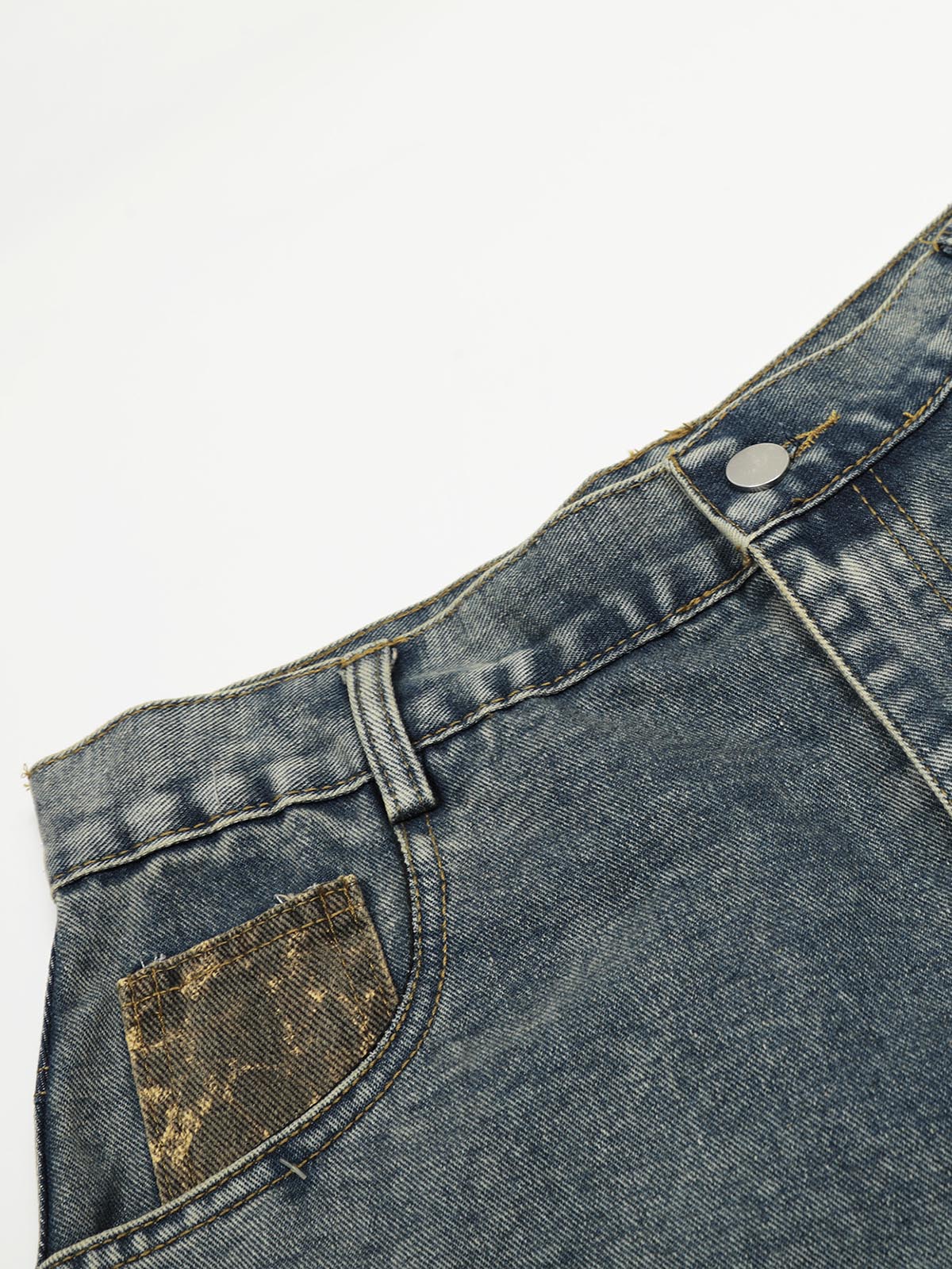 Leopard Print Patchwork Wide-Leg Jeans