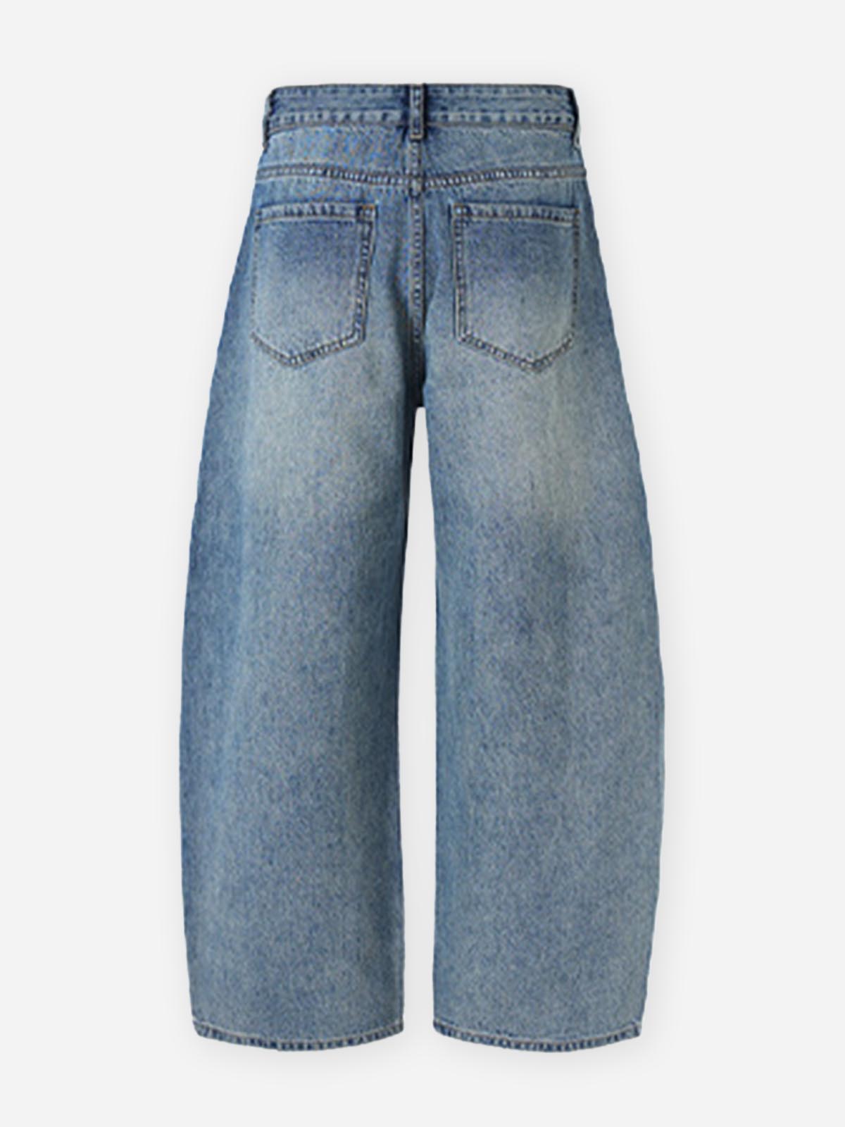 NOISSEY American Vintage Whiskered Curved-Leg Denim Jeans - Mud Blue / Washed Black / Light Blue
