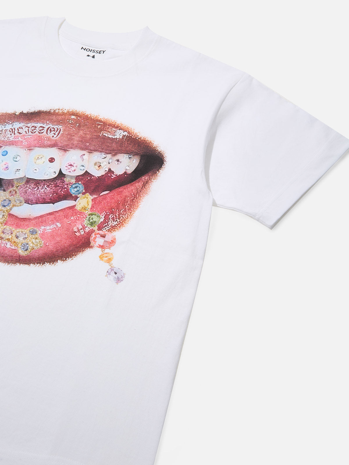 Diamond teeth cross print T-shirt