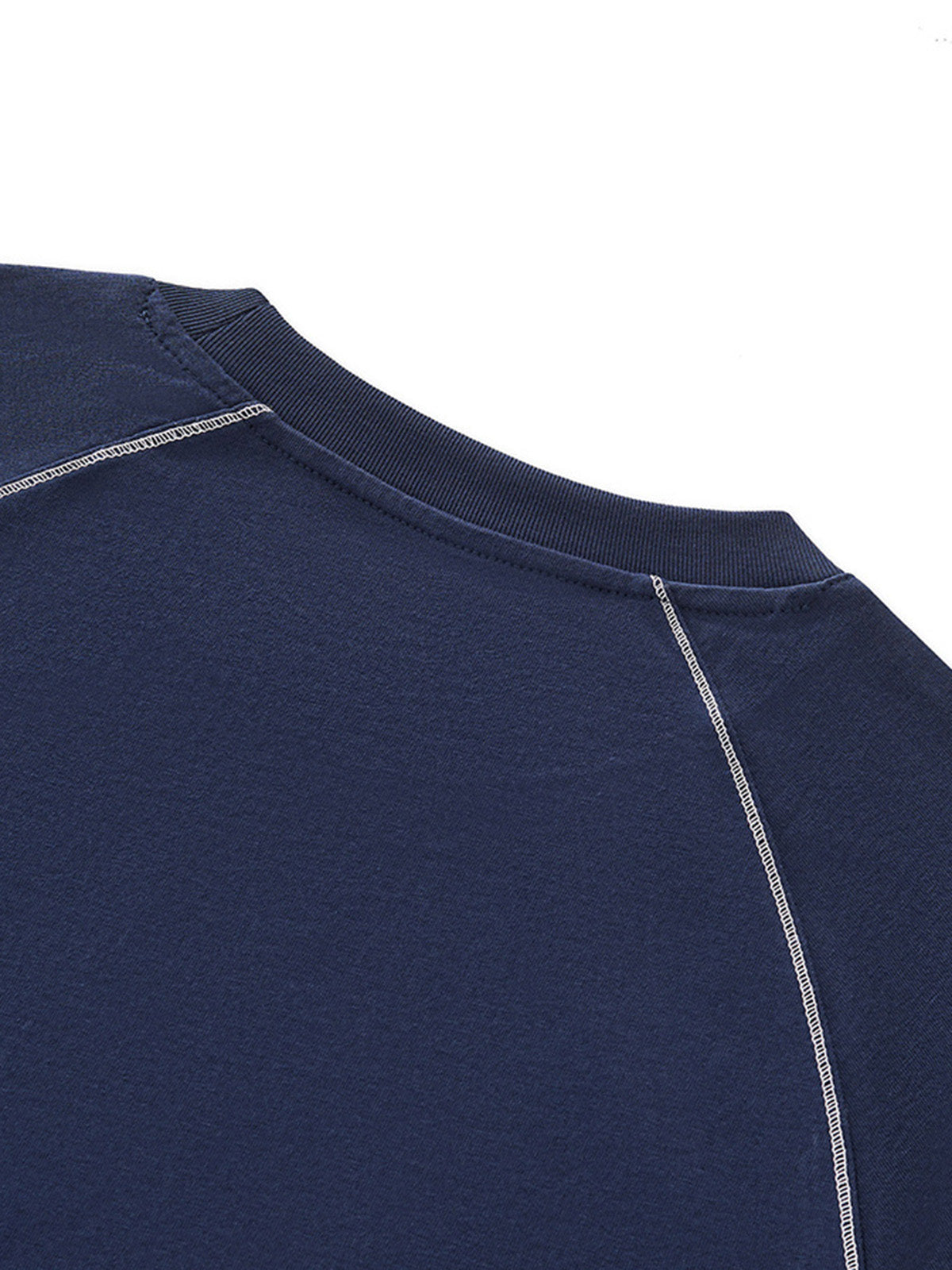 Color-block Stitched Pure Cotton T-shirt