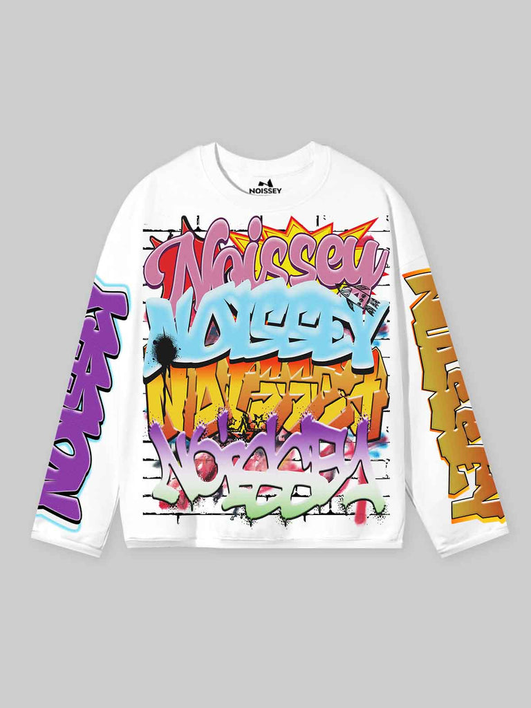 NOISSEY Multi-Layer Gradient Graffiti Font 250G Long-Sleeve Tee