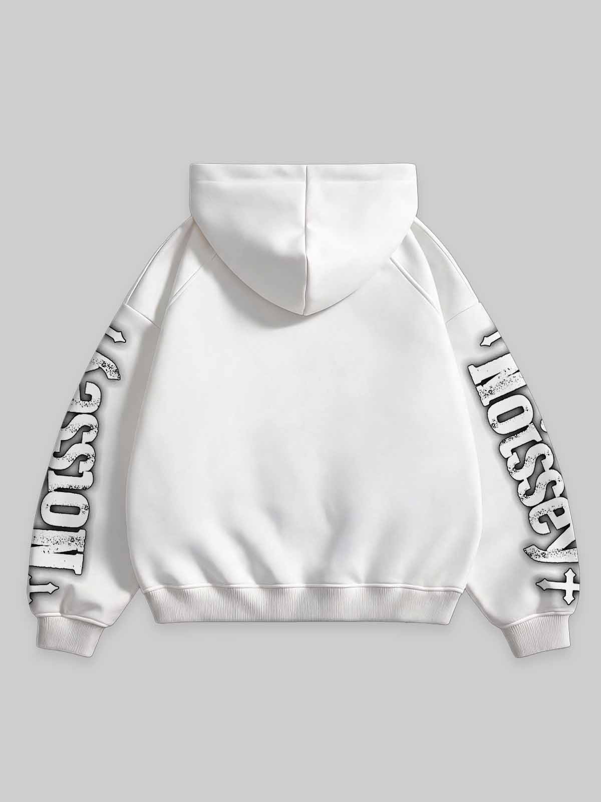 NOISSEY "Walk By Faith" Face-Shielding Child Portrait White Zip-Up Hoodie