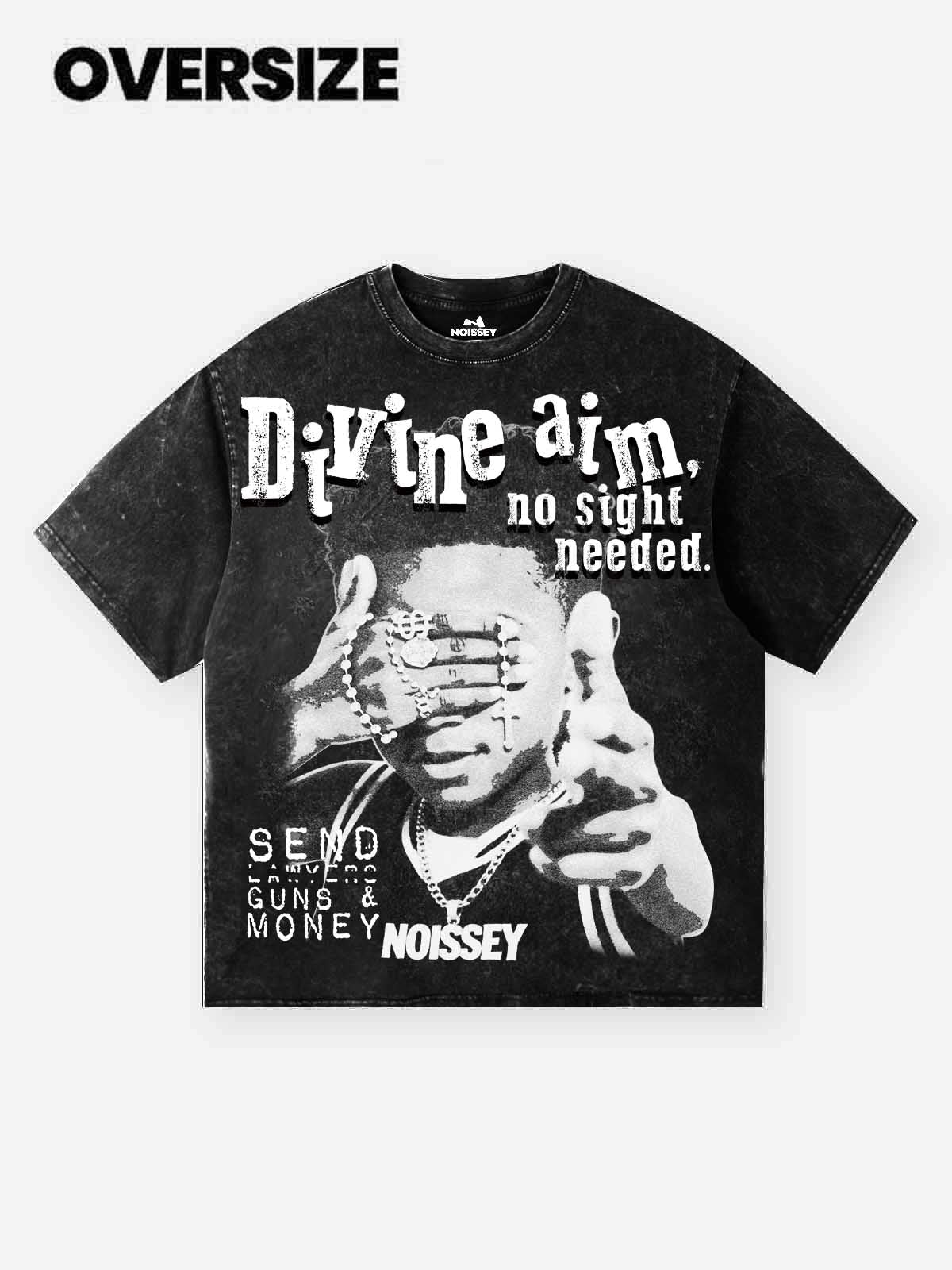 NOISSEY "Divine Aim" Washed Black Tee - Vintage Graphic