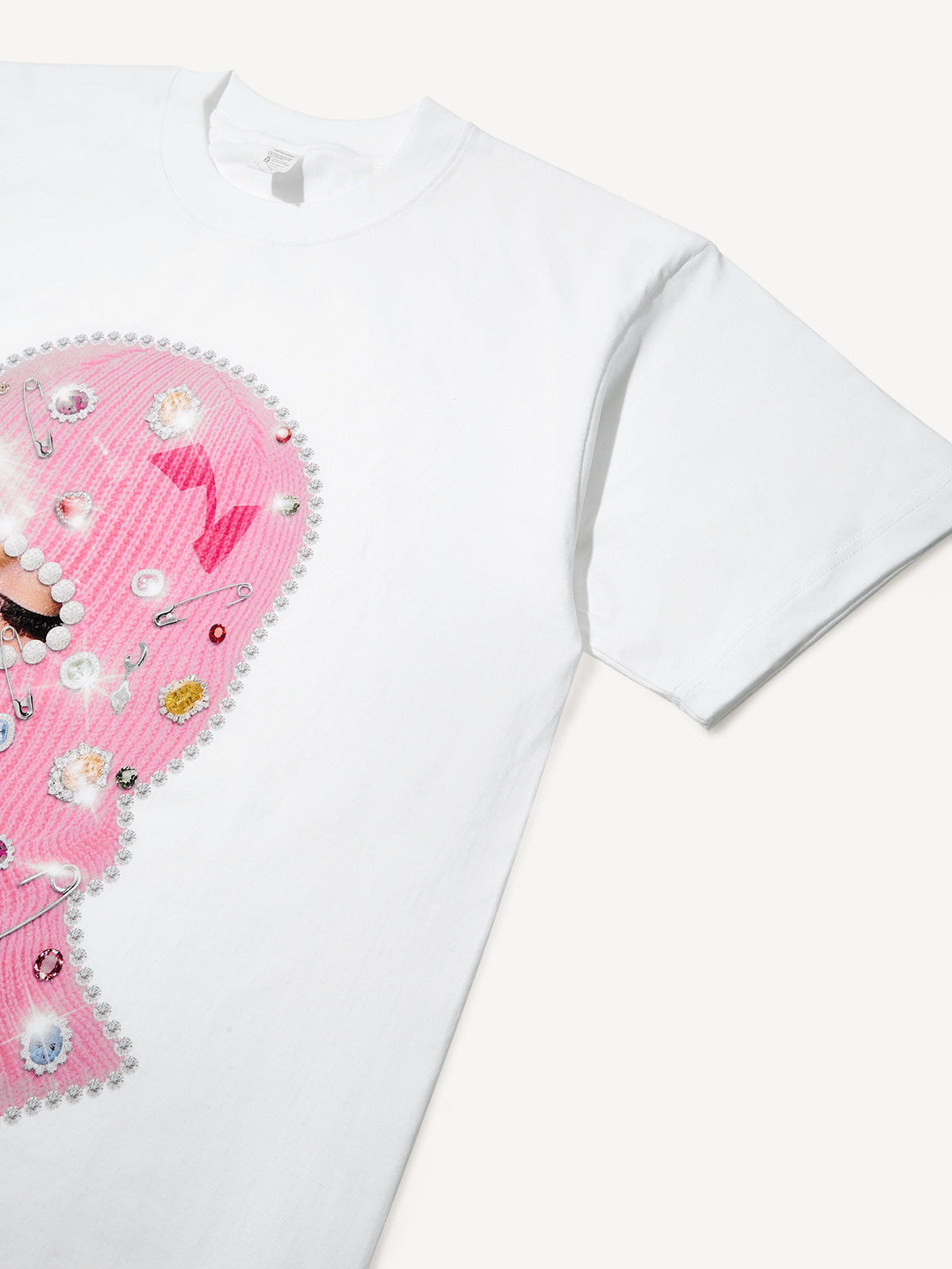 Pink Diamond Knitted Cap Printed T-shirt