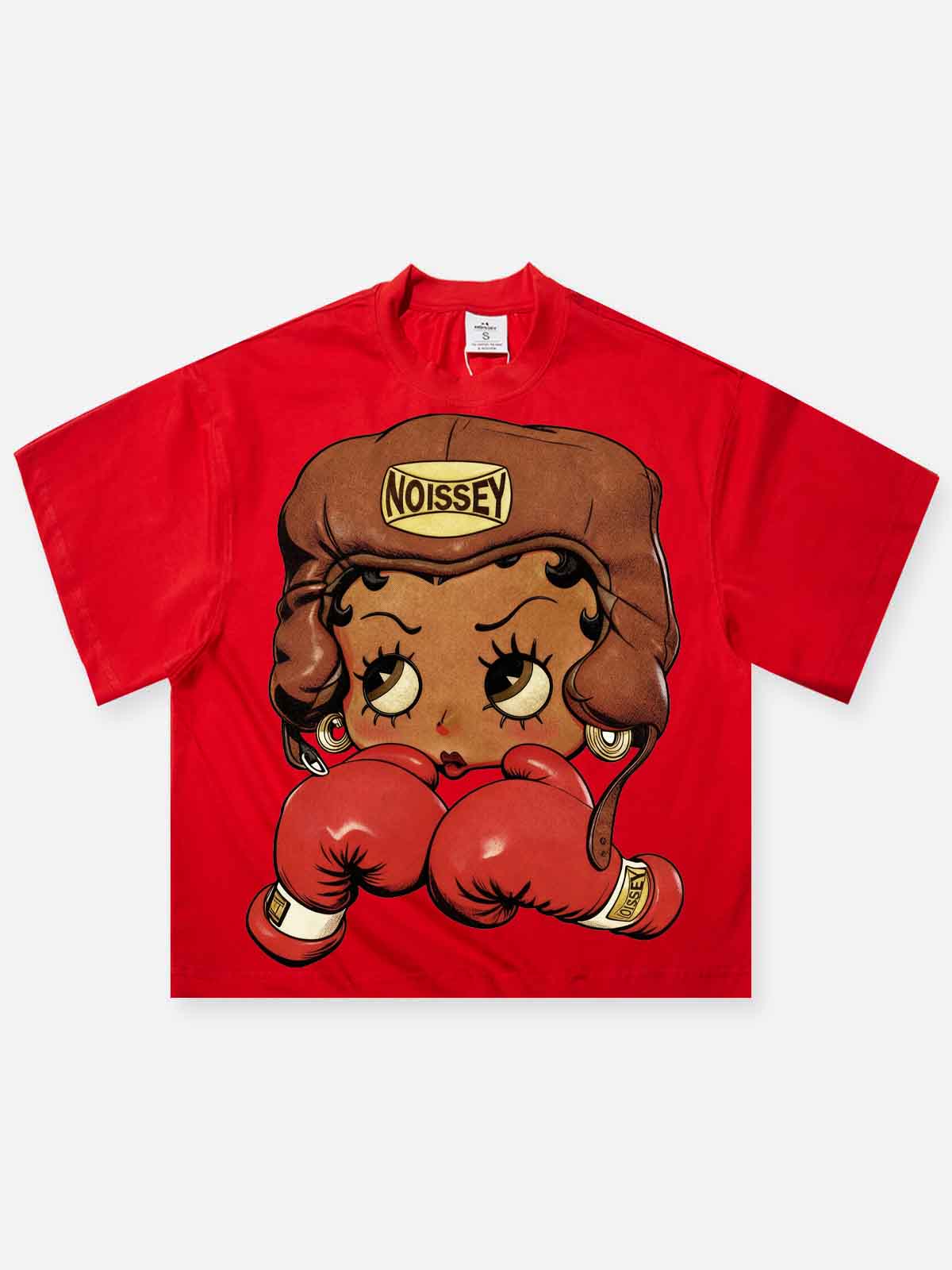 Cartoon Girl Boxing Print Boxy Oversized T-shirt