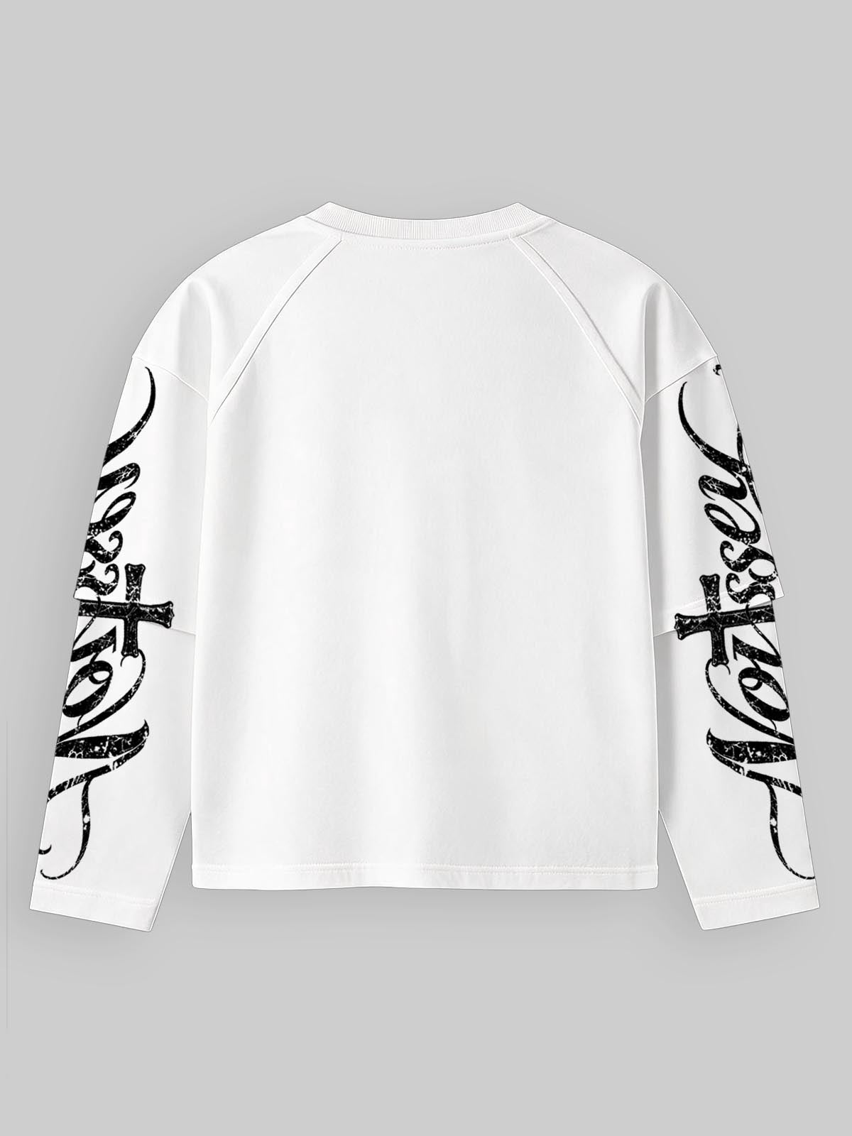 NOISSEY "God's Voice" Retro MP3 & Listening Angel White Faux-Two-Piece Long Sleeve Tee