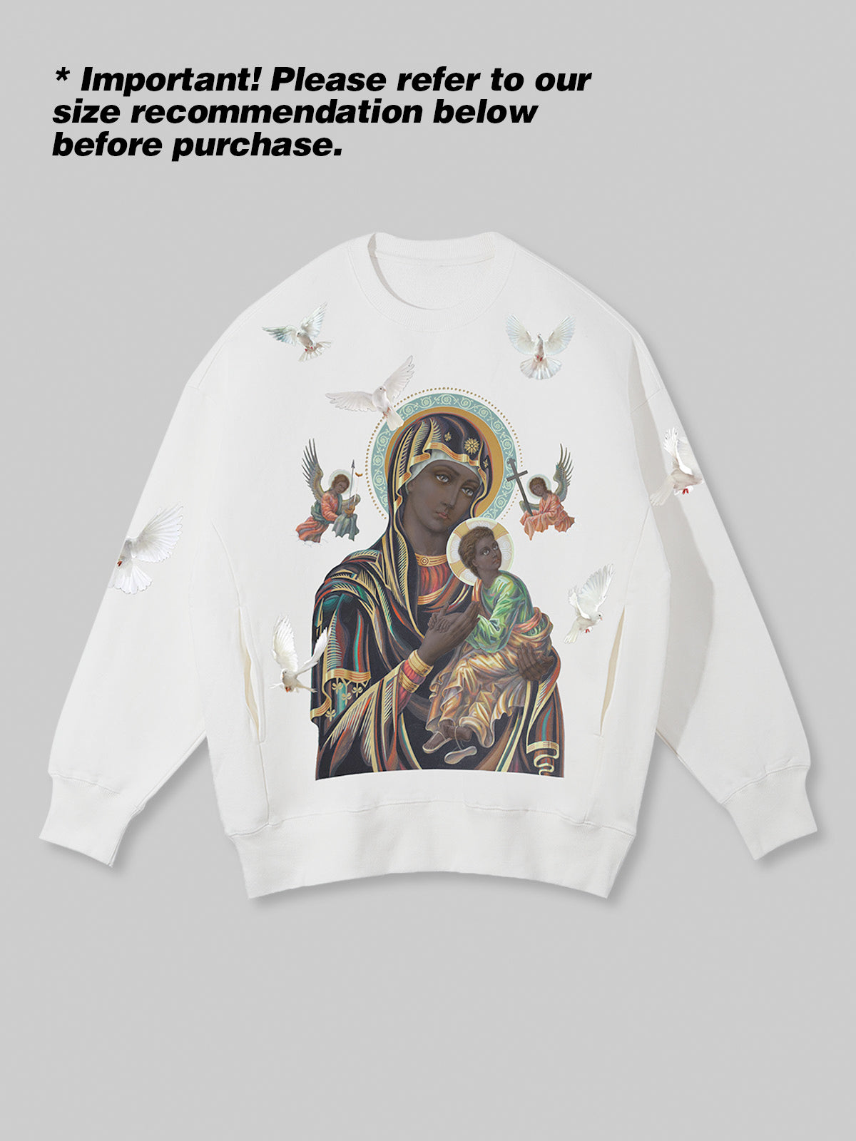 UNKNOWN ALLURE© Dickes Rundhals-Sweatshirt mit Madonna und Kind