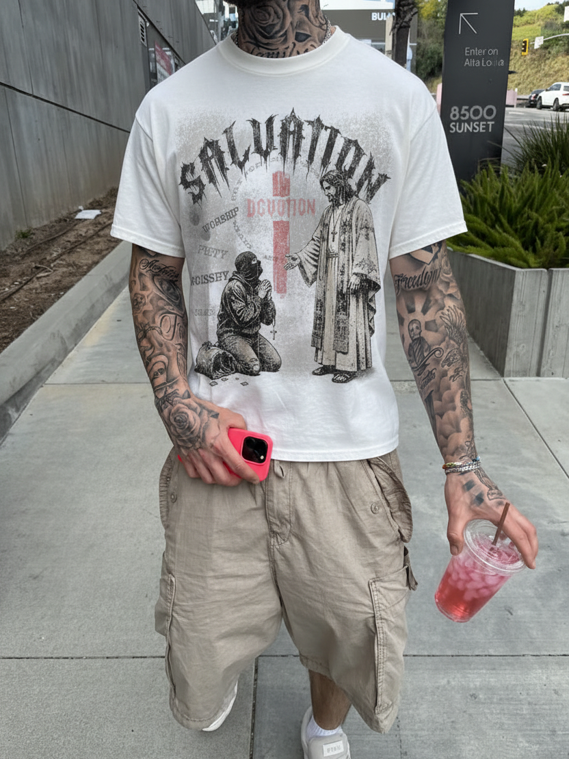 NOISSEY "Salvation & Devotion" Graphic Tee - Heavyweight Studio White