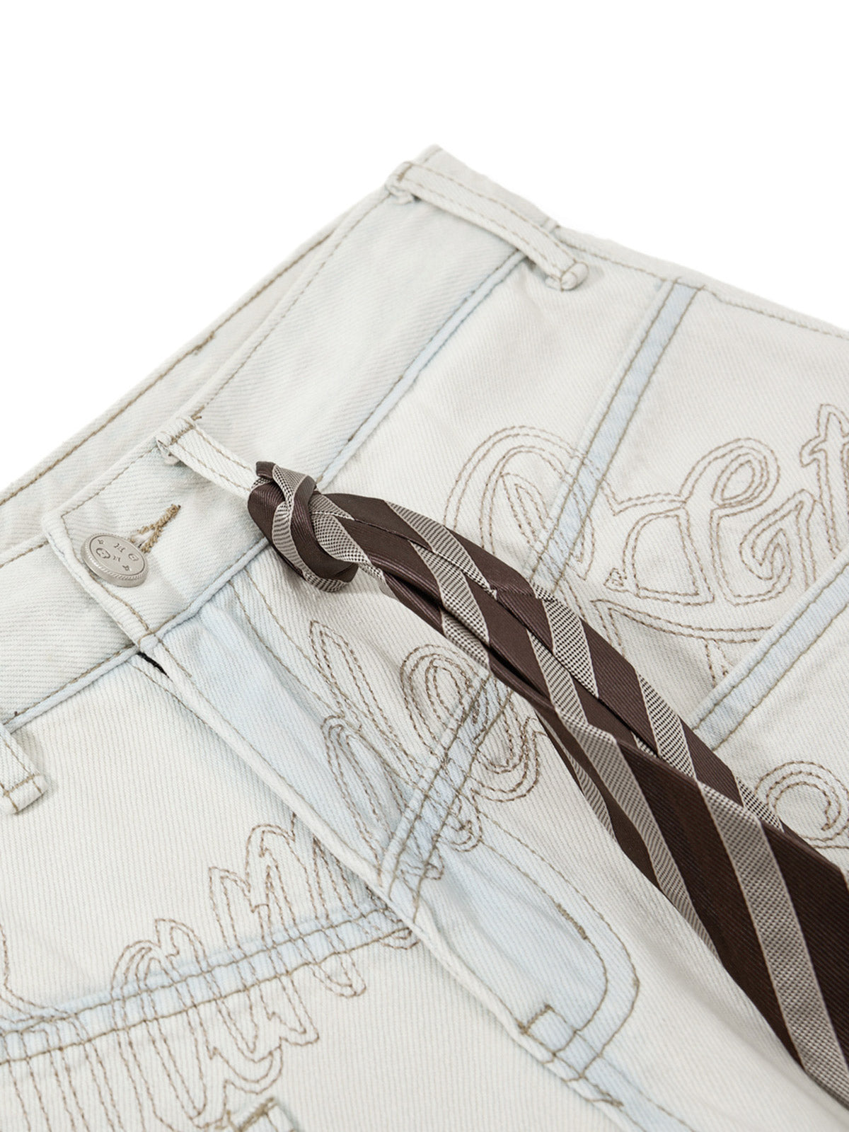 Machete-collar Tie Denim Jeans