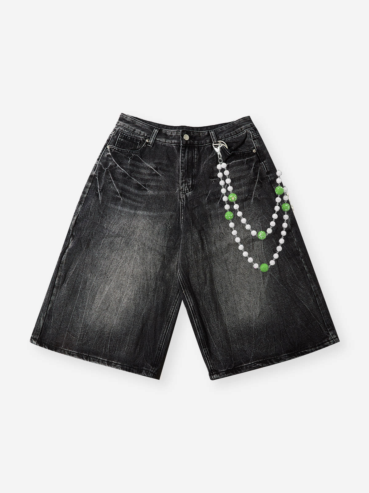 NOISSEY Wash Black Denim Shorts - DIY Chain Combo