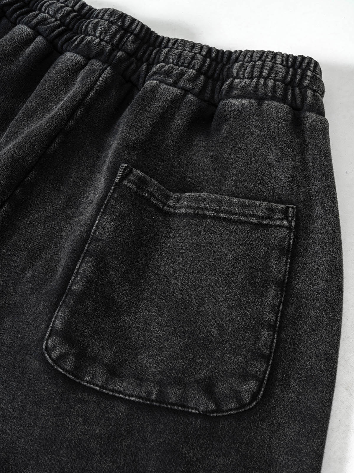 Sports washed wax-print ribbon zippered trousers