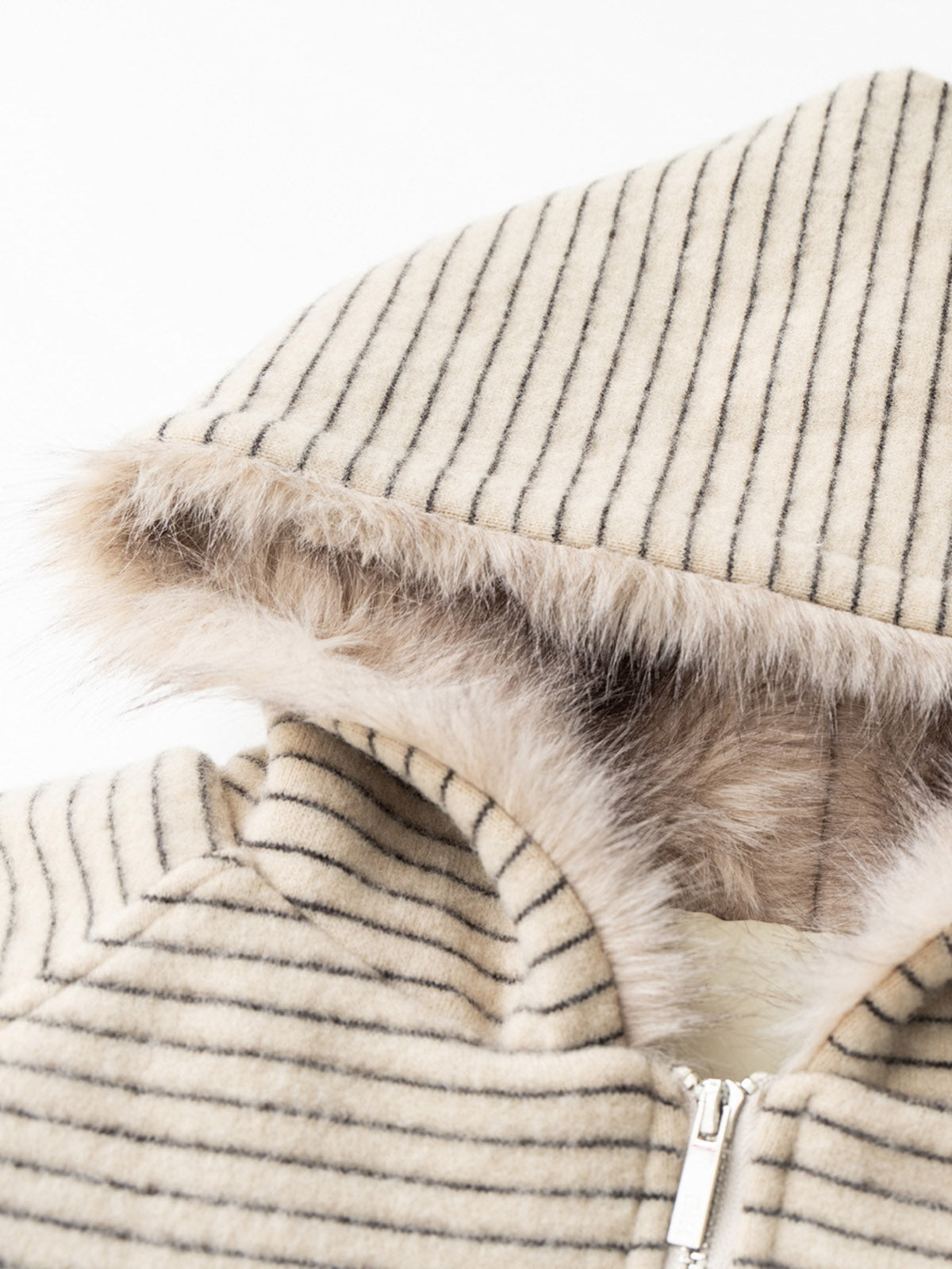 Thickened Cotton-Padded Jacket with Stripe Design