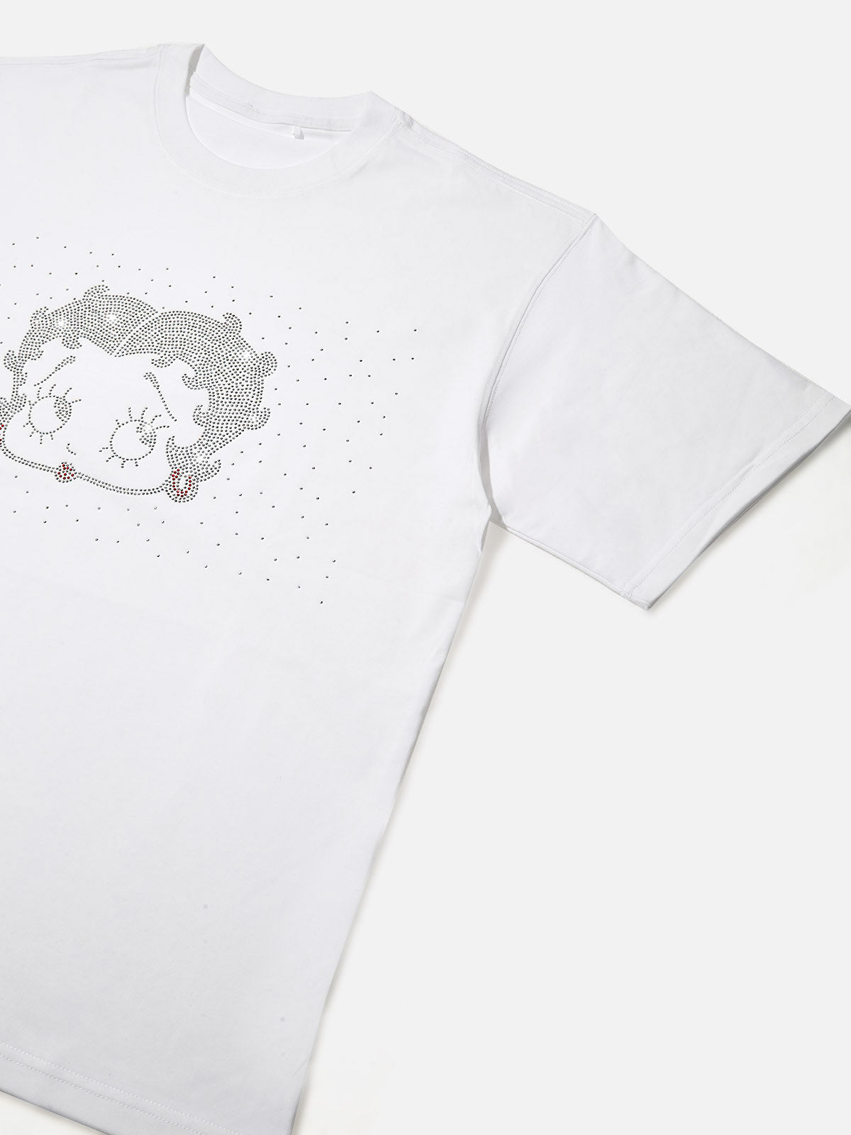 High-Quality Silver Diamond Cartoon Girl Print 310g T-shirt