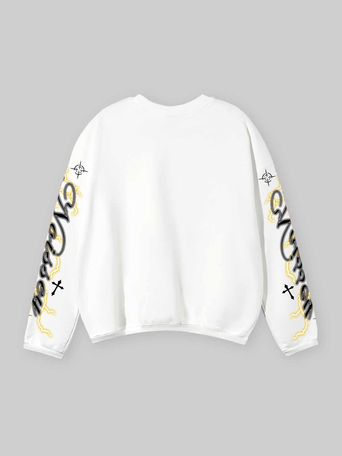 Tech-Racing Lightning Print White Air-Cotton Long Sleeve