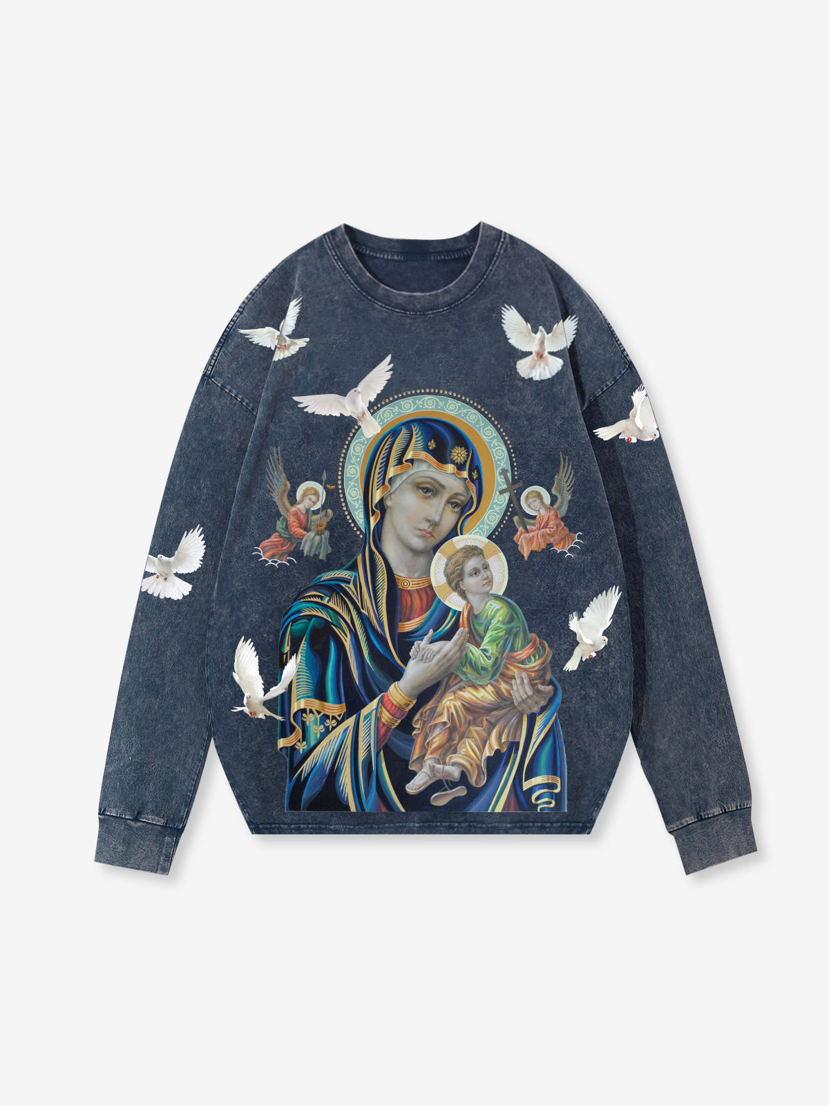 UNKNOWN ALLURE© Black Madonna and Child Long Sleeve Khaki Shirt