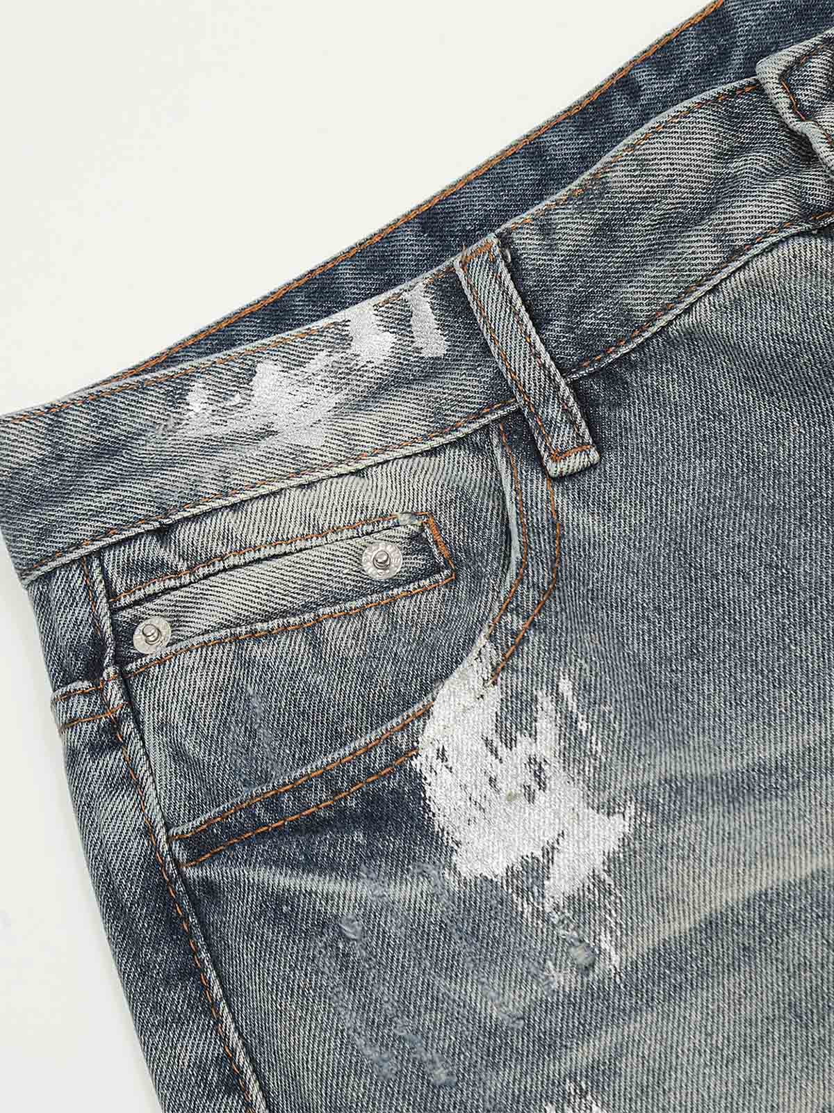 Straight-Leg Splash-Ink High-Street Jeans