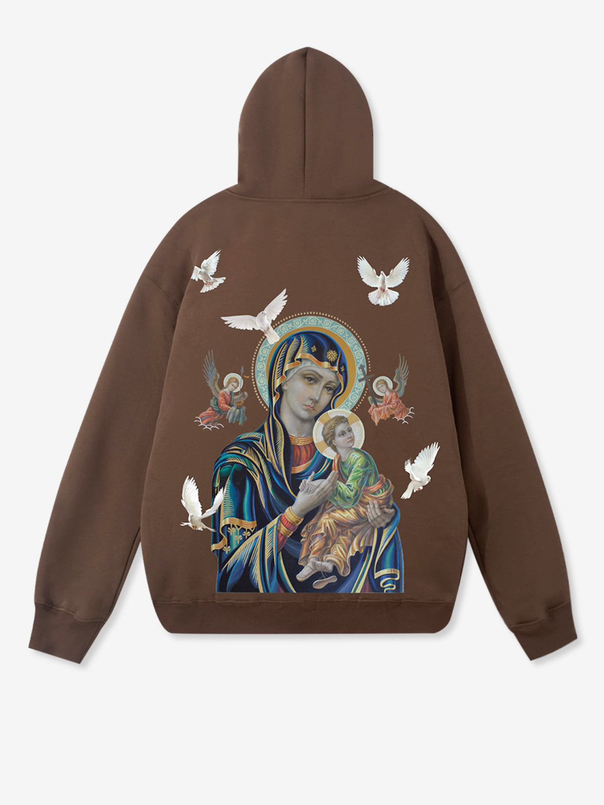 GROß &amp; GROSS – Madonna und Kind, brauner Fleece-Hoodie 