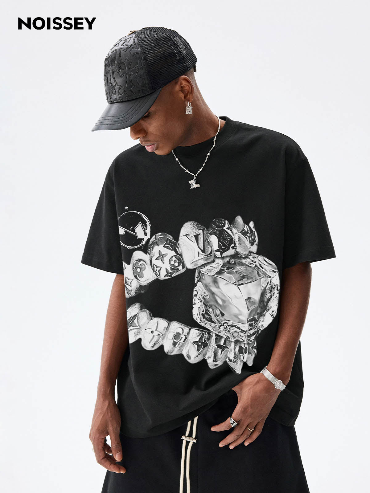 Liquid Metal Teeth and Ice Cube Art Print T-shirt