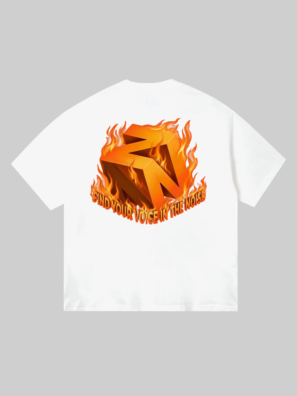 NOISSEY "Flame Core"  Logo Heavyweight Tee | "Find Your Voice" Back Graphic Fire Print