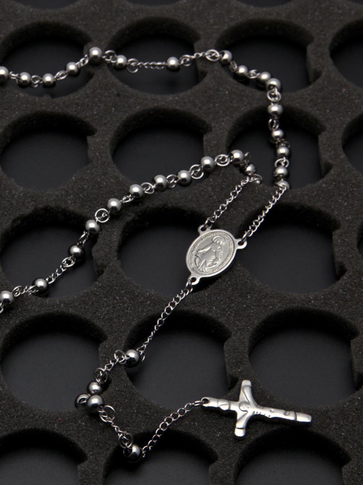 6mm HipHop Rosary Stainless Steel Bead Necklace