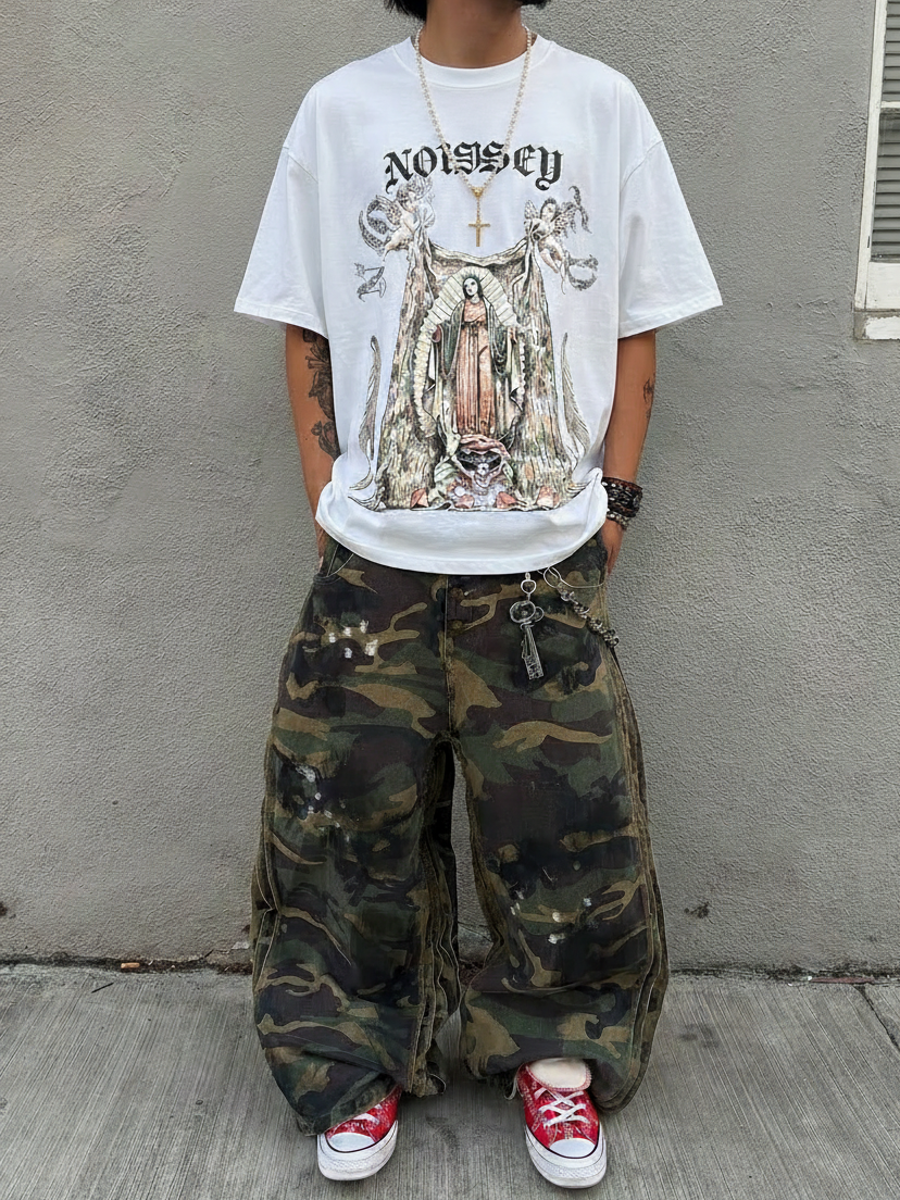 NOISSEY "Virgin Mary & Cherubs" Graphic Tee - Heavyweight Studio White