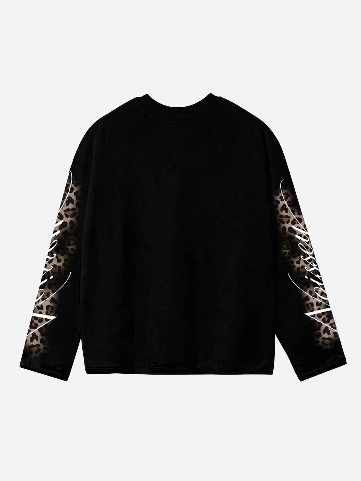 NOISSEY Leopard Pole Dancer Money Chips Graphic Long Sleeves - Black