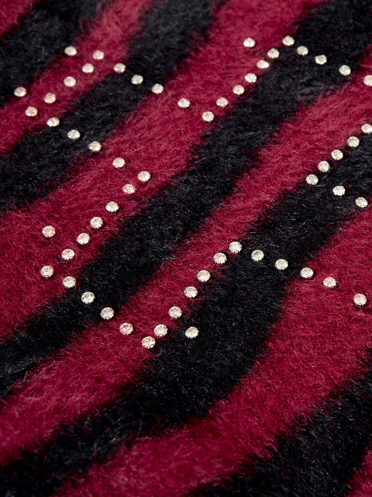 Zebra-striped cross plush sweater