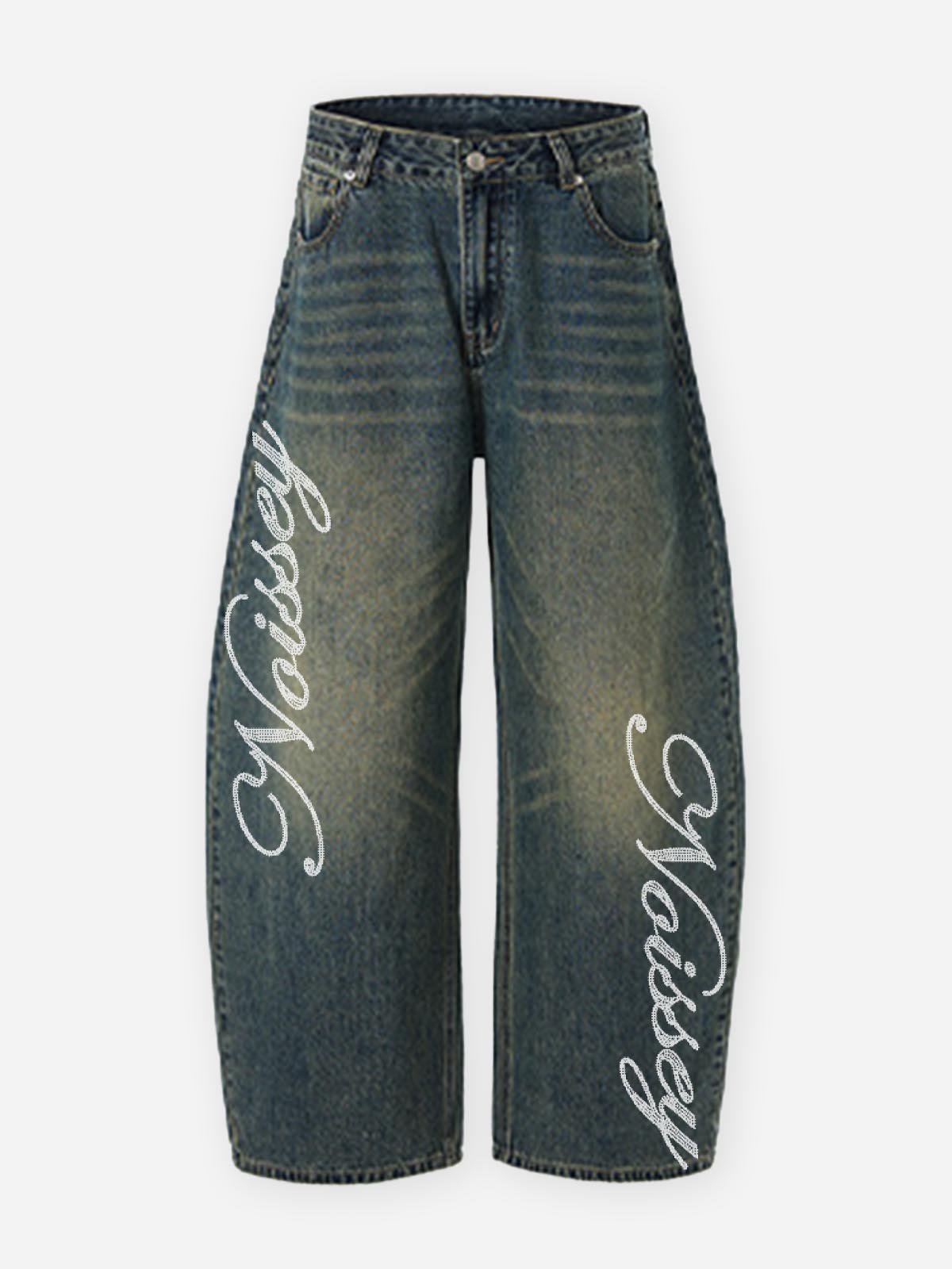 NOISSEY American Vintage Whiskered Curved-Leg Denim Jeans - Mud Blue / Washed Black / Light Blue