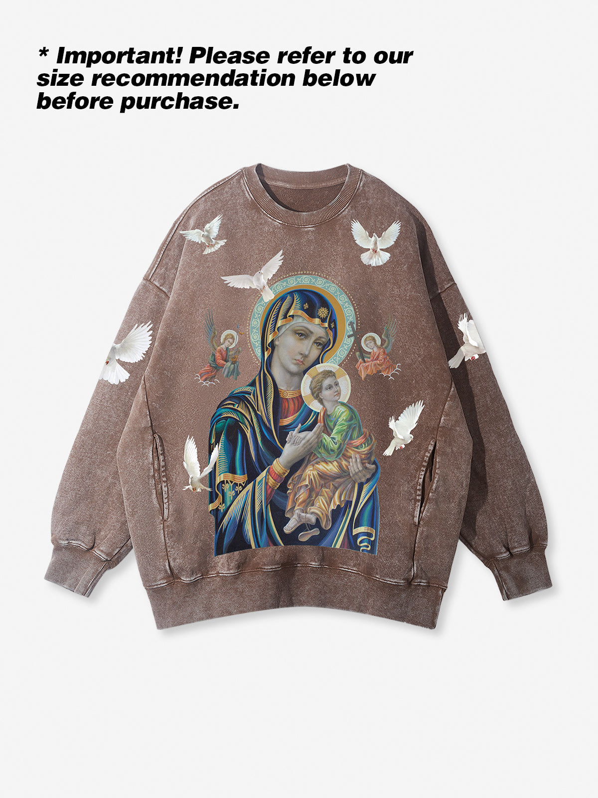 UNKNOWN ALLURE© Madonna and Child Thick Round Neck Sweatshirt