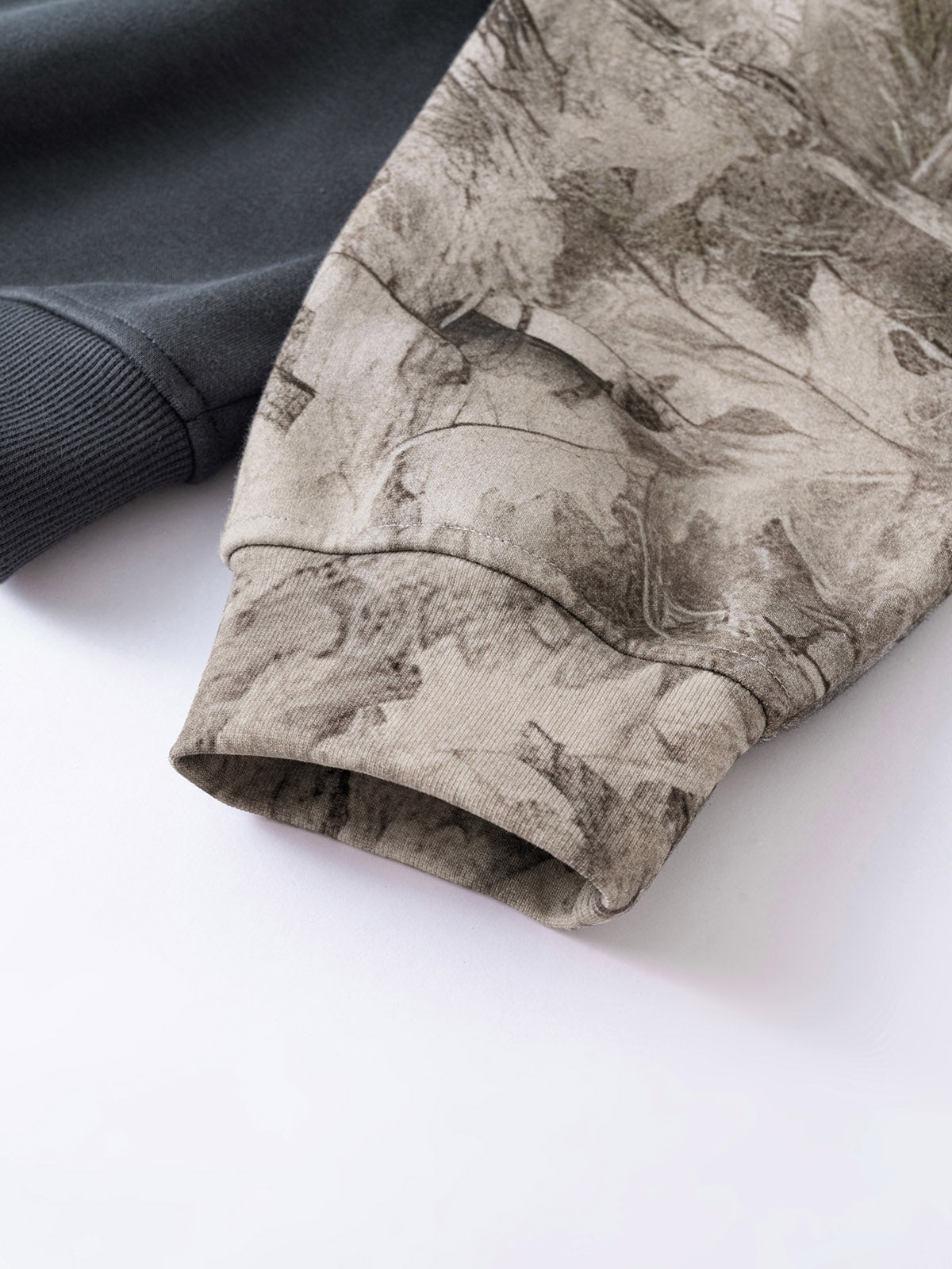 High-Street Brand Oversized Fleece-Lined Fake Two-Piece Patchwork Camouflage Hoodie