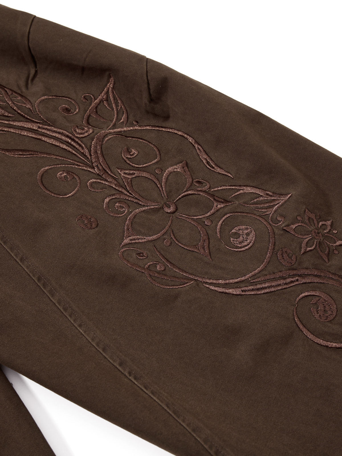 Old-money style floral embroidery cargo pants