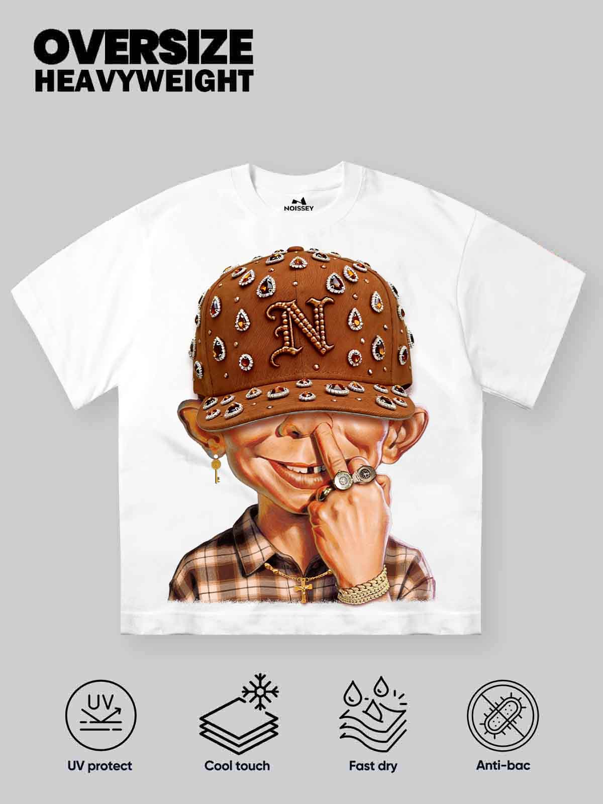 NOISSEY "Diamond Rebel" Graphic Tee - Vintage Brown Bad Boy Art Print T-Shirt