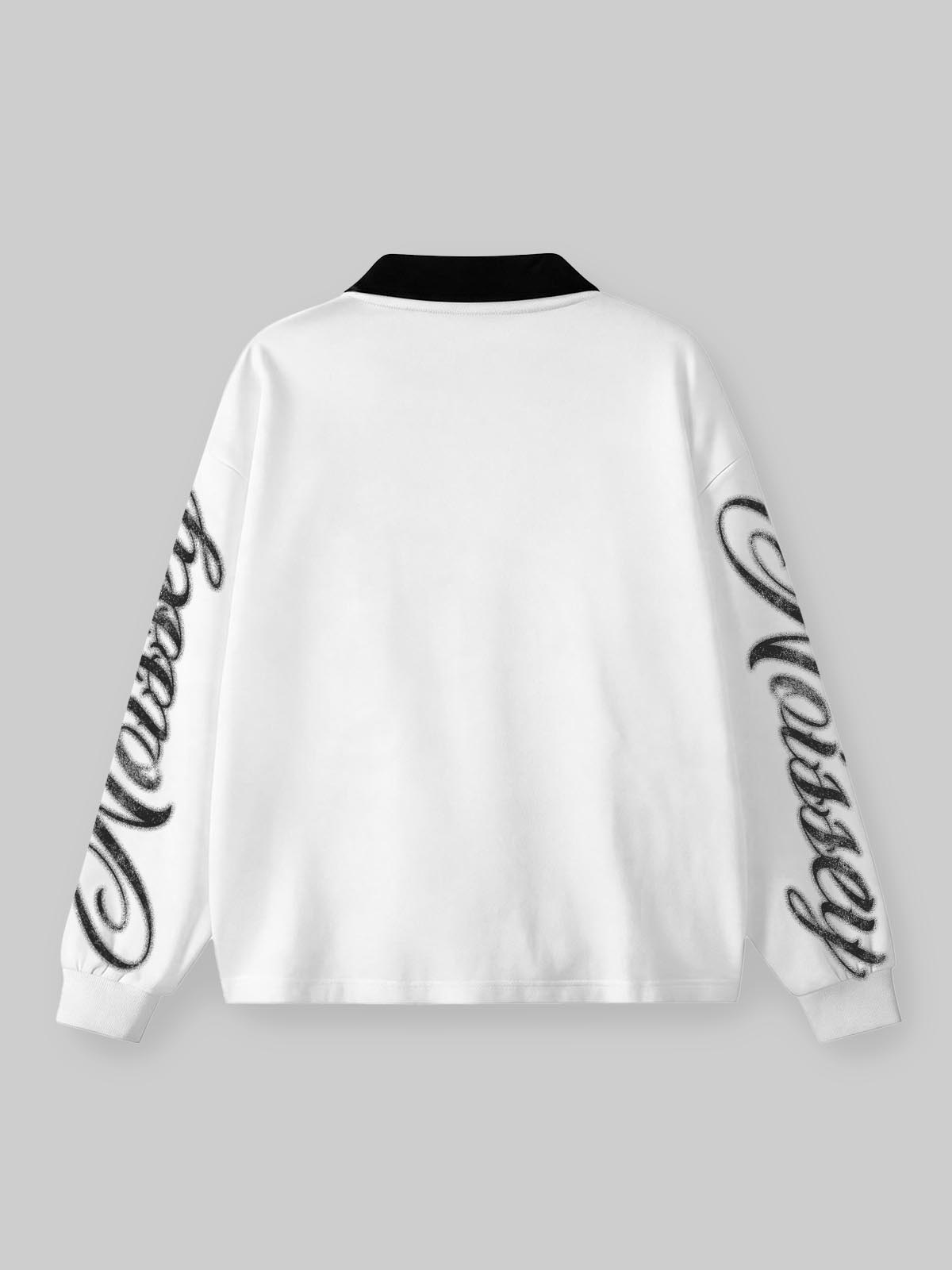 NOISSEY Liquid Chrome Iced-Out Lips Contrast Collar Polo Sweatshirt
