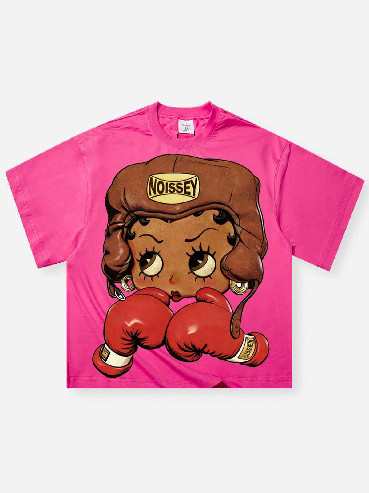 Cartoon Girl Boxing Print Boxy Oversized T-shirt