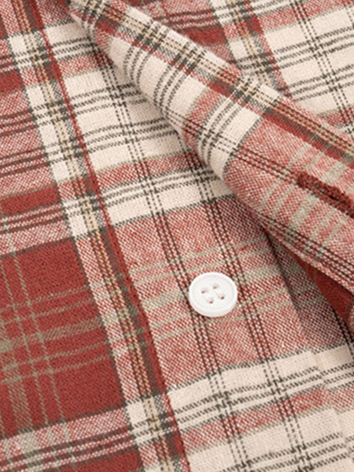 Loose-fit Popular Short Checkered Shirt