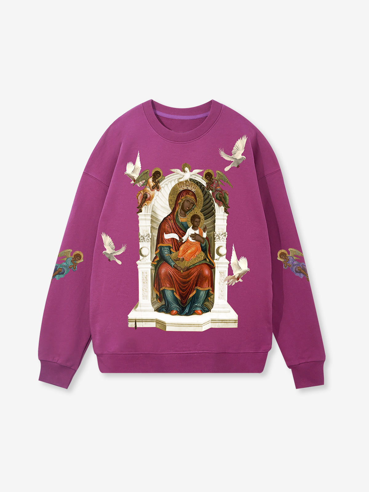 UNKNOWN ALLURE© Black Madonna and Child Mural 400g Round Neck Sweatshirt