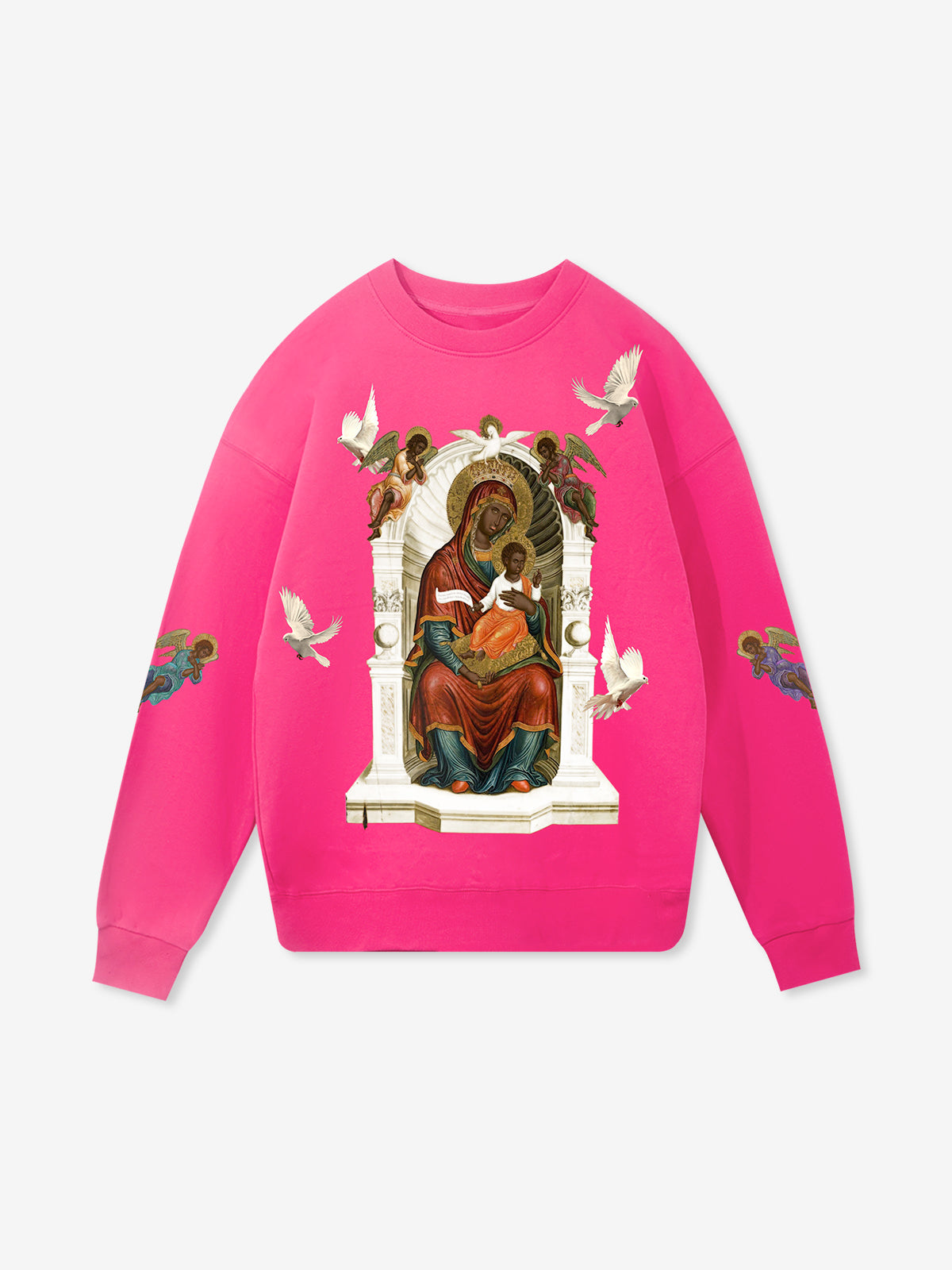 UNKNOWN ALLURE© Black Madonna and Child Mural 400g Round Neck Sweatshirt