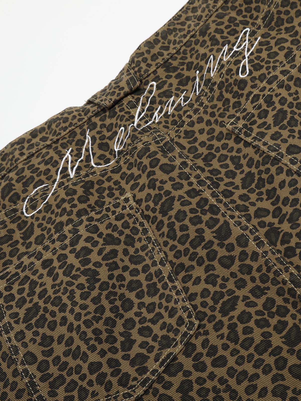 Leopard-Print Machete-Cut Middle split Jeans