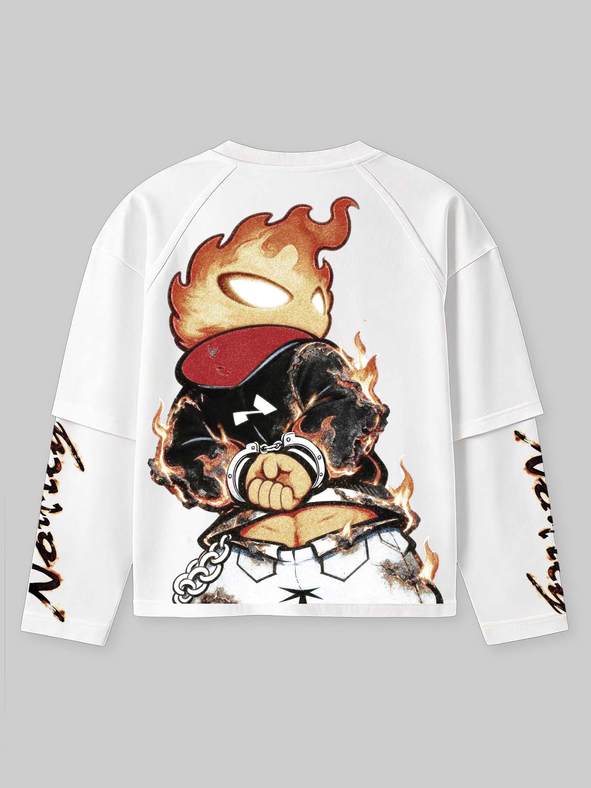 NOISSEY Flame Character &amp; Burnt Edge Faux-Two-Piece Long Sleeve - Pearl WhiteNOISSEY Flame Character &amp; Burnt Edge Faux-Two-Piece Long Sleeve - Pearl White