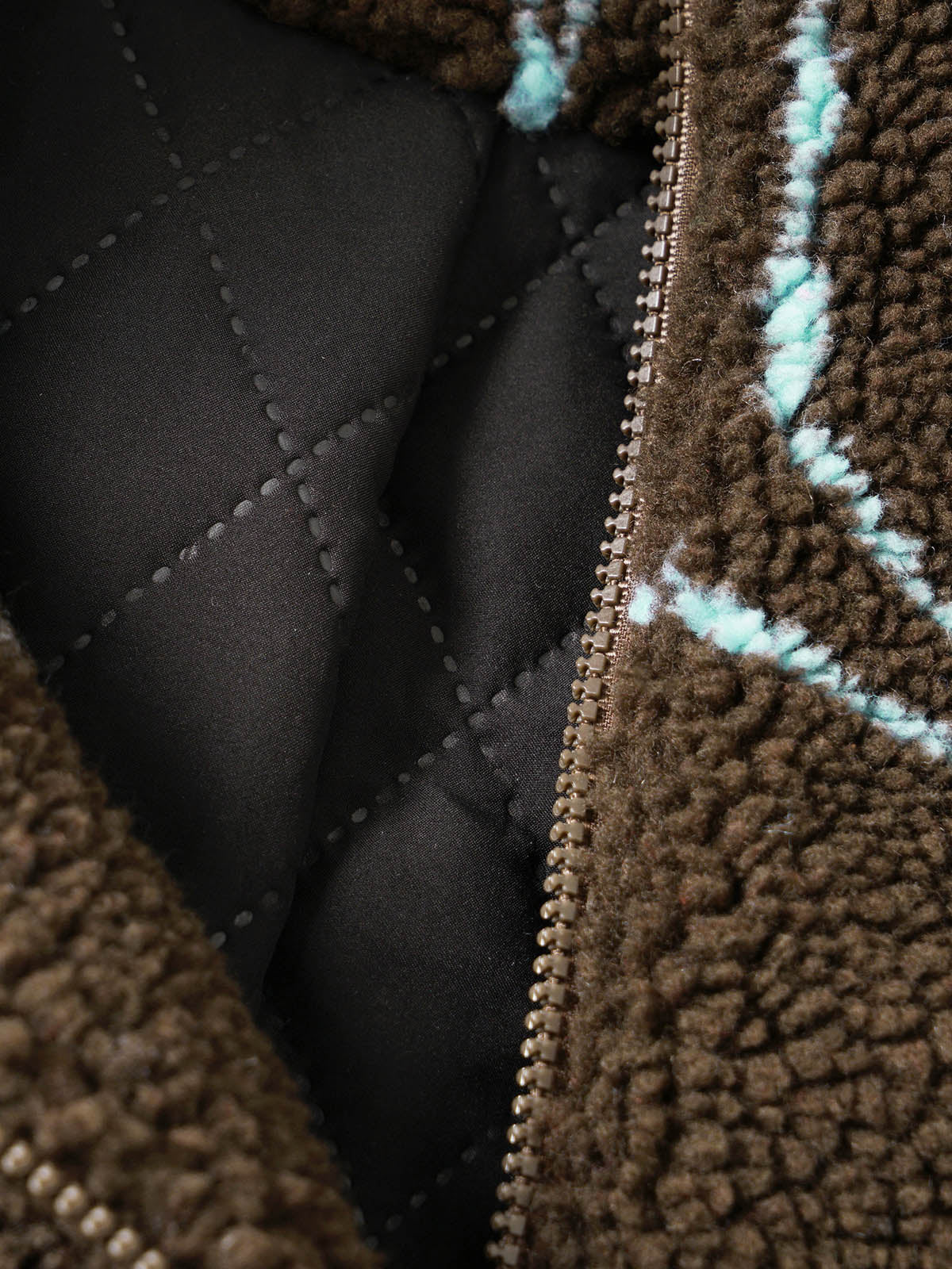 Star-Shadow Brown Fleece Star Print Jacket