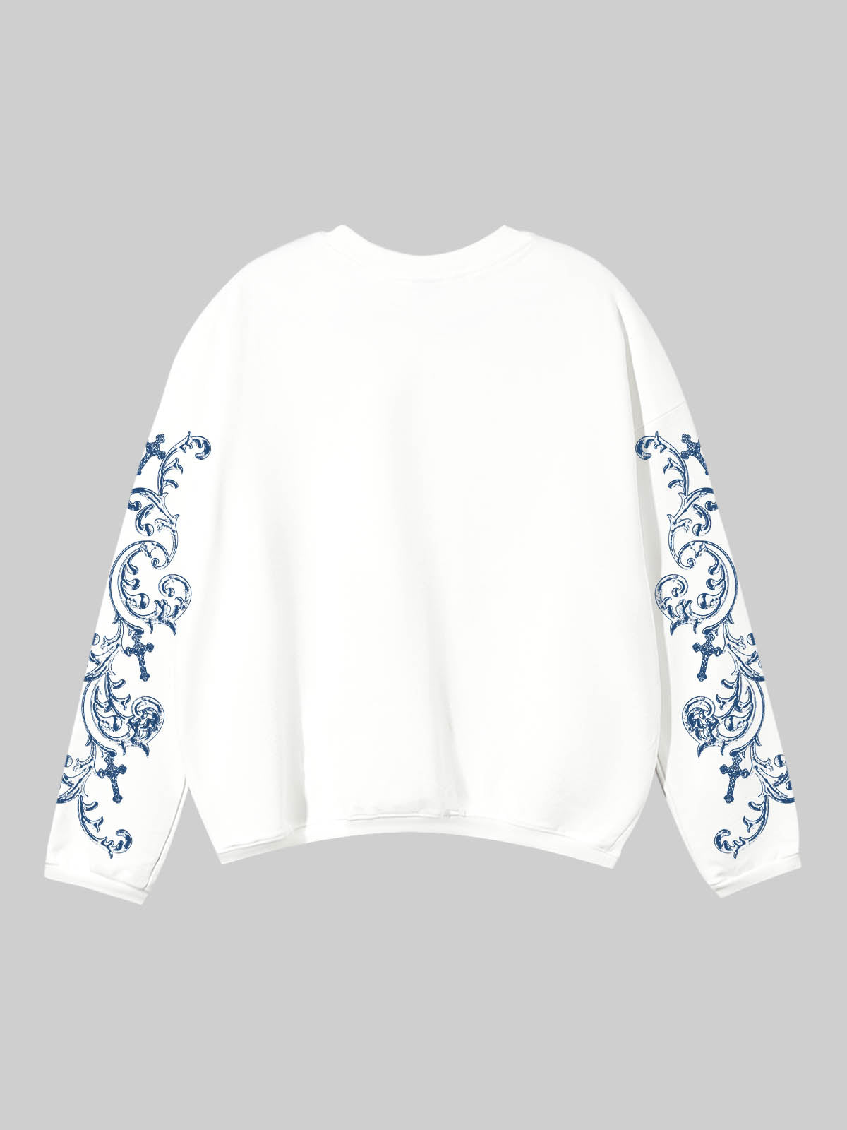 Maiolica Blue Vintage Style Print Air-Layered Long-Sleeve