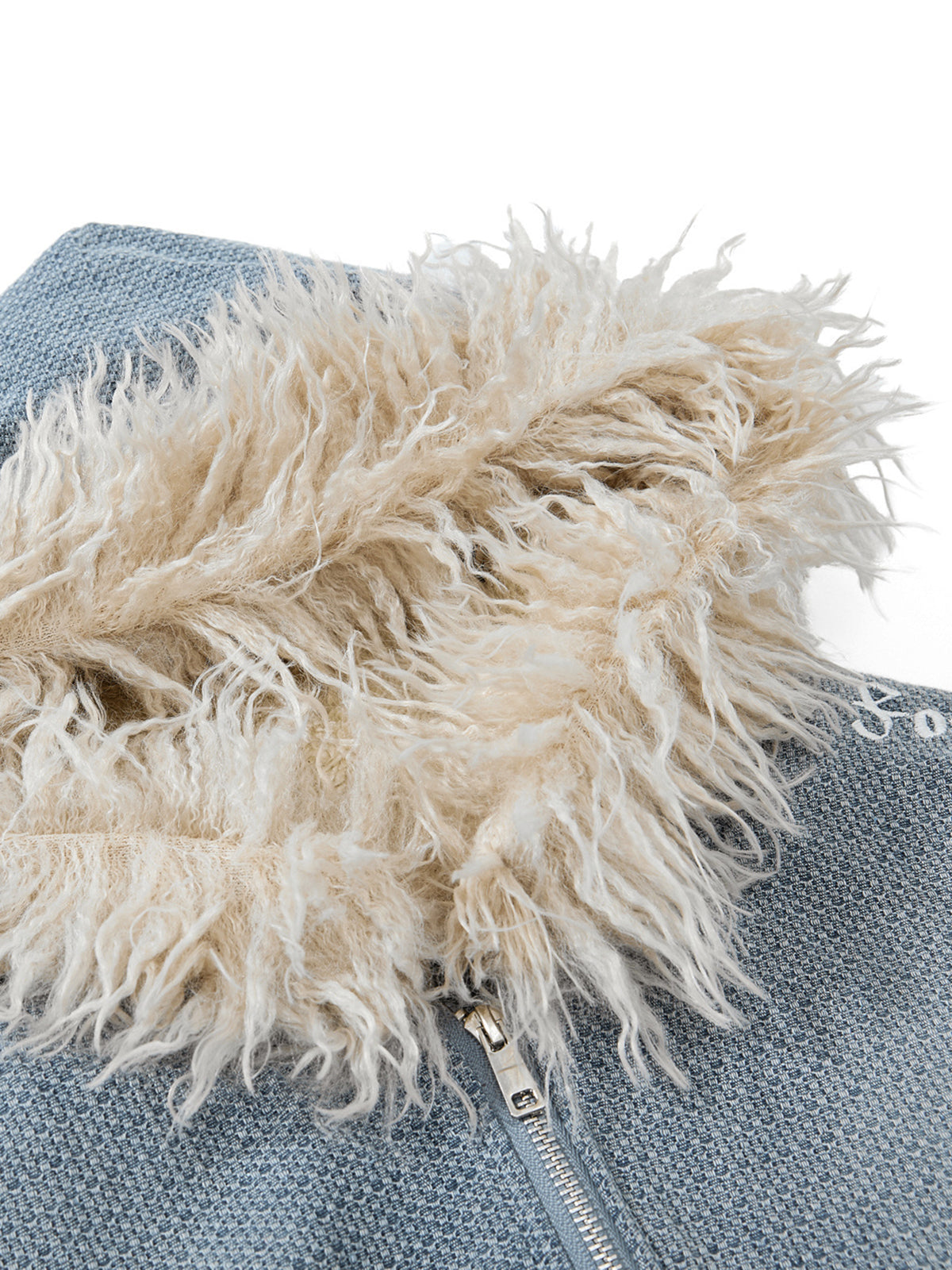 Frosty Denim Hooded Bomber Jacket