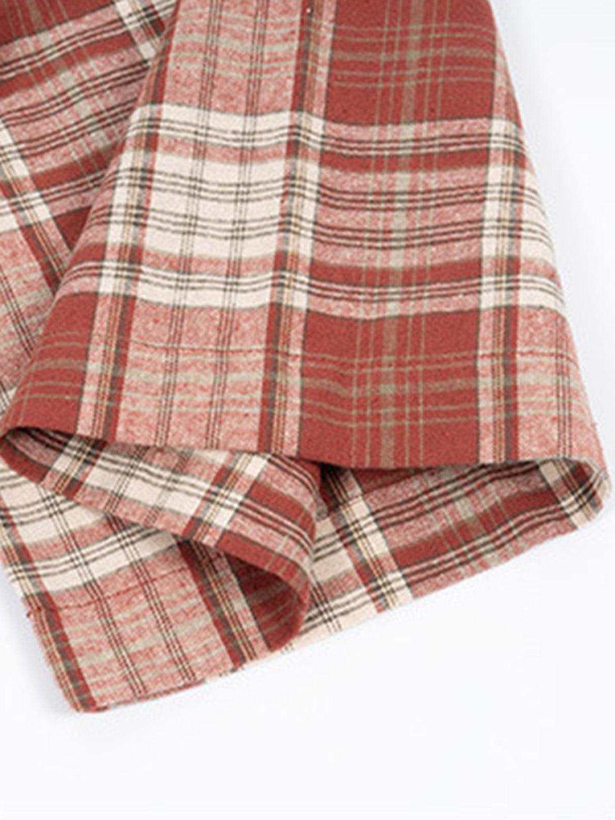 Loose-fit Popular Short Checkered Shirt