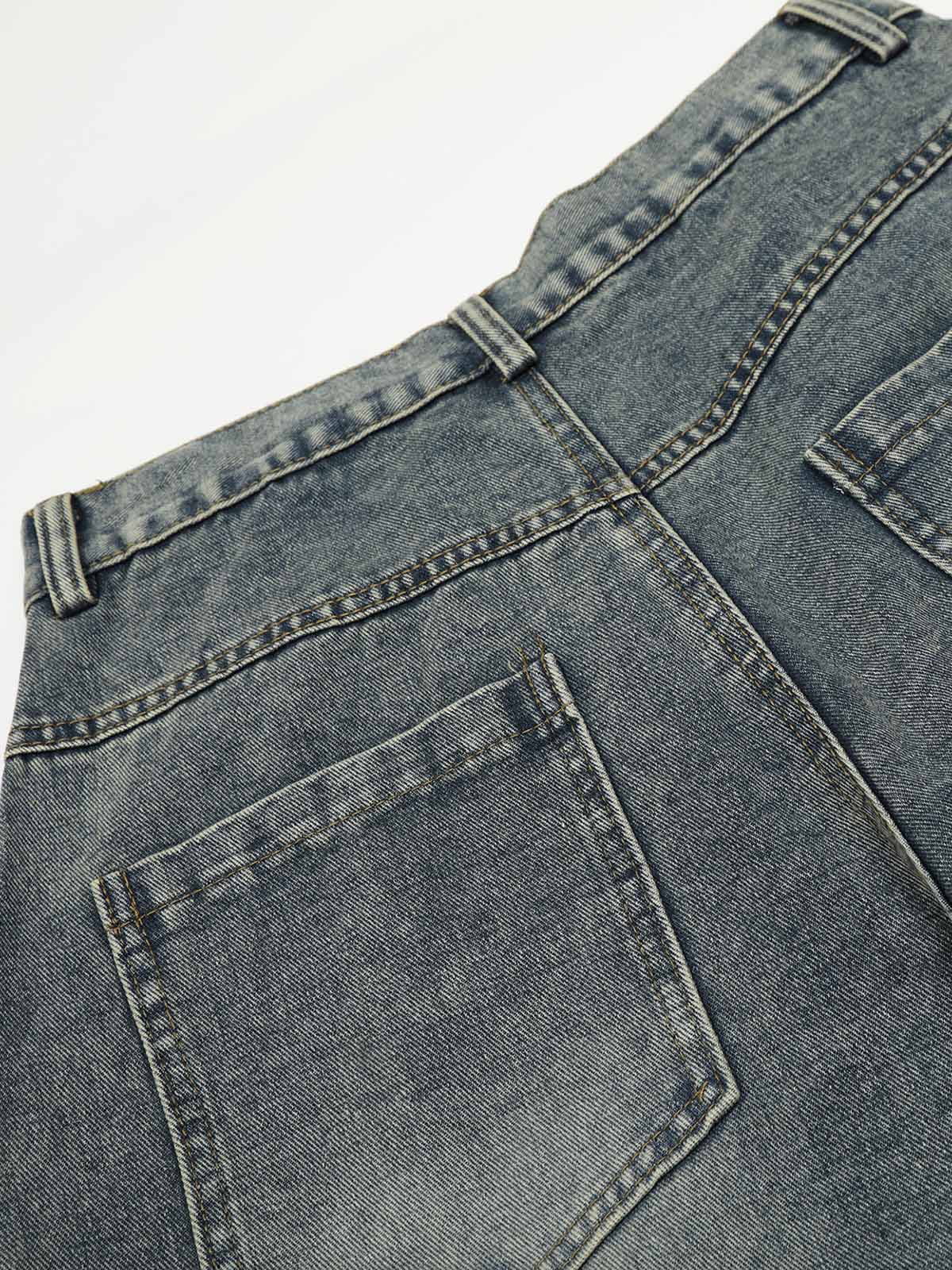 Leopard Print Patchwork Wide-Leg Jeans