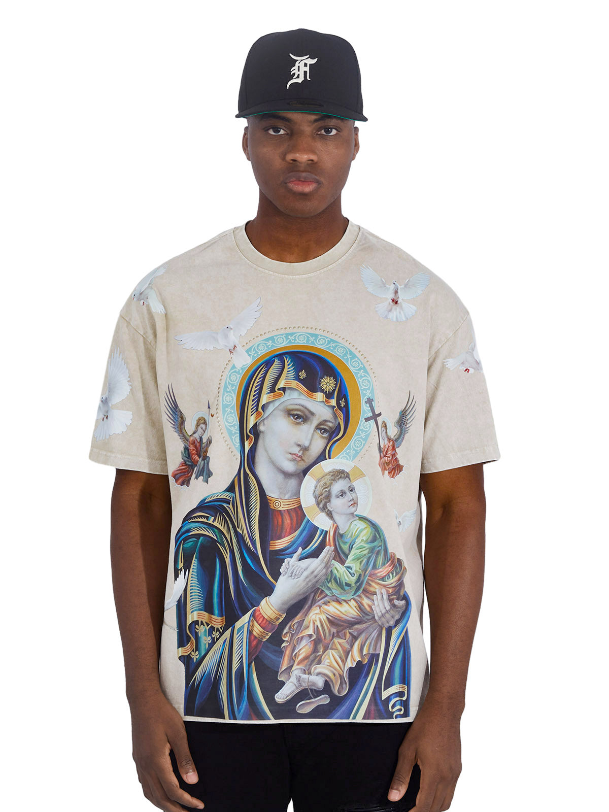 OBSTACLES & DANGERS© Madonna and Child Khaki T-shirt